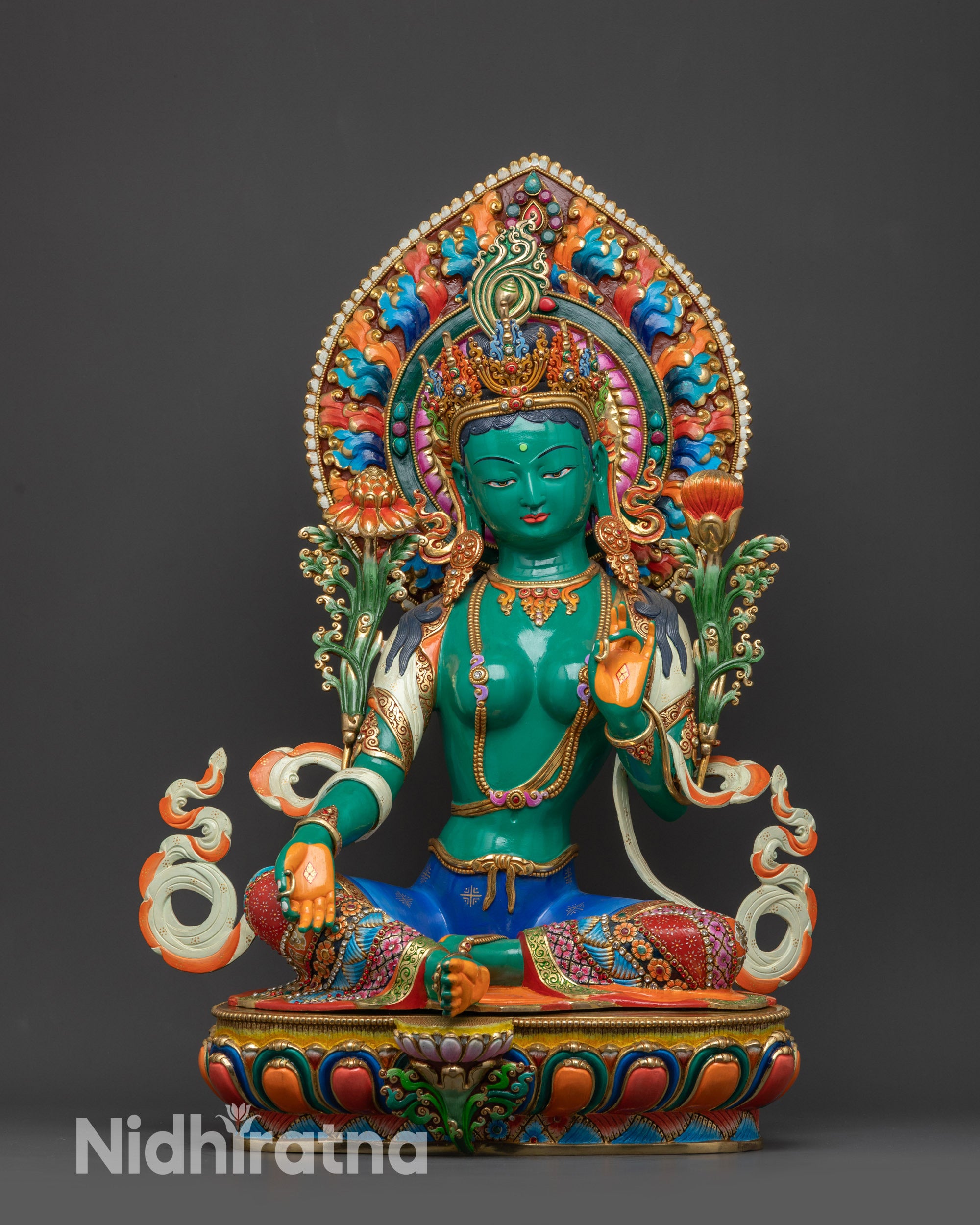 front view 22 inch Mother Green Tara Statue for altar Tibetan Buddhist sculpture