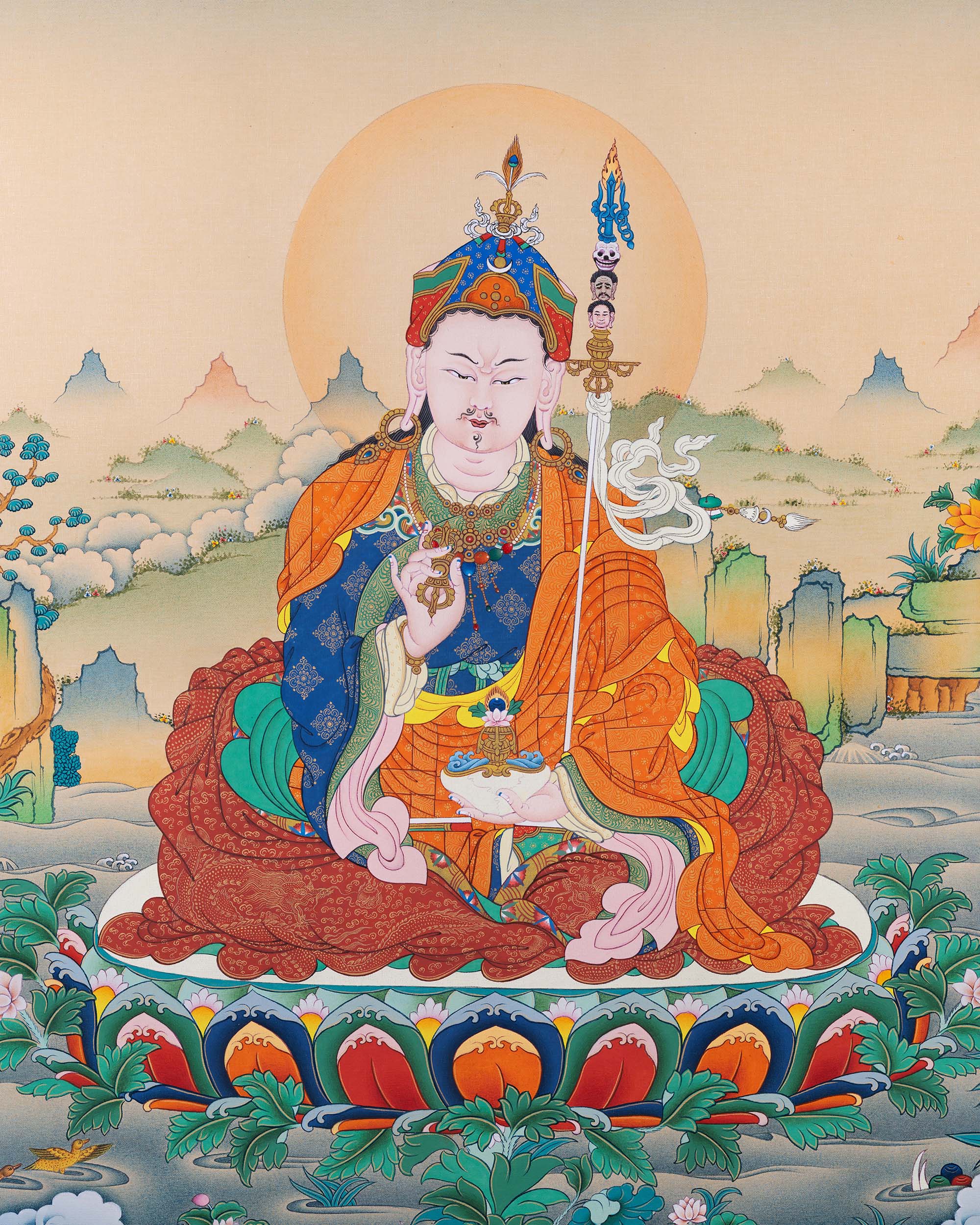 full view of Tsokye Dorje thangka print on giclee cotton canvas showing complete sacred artwork
