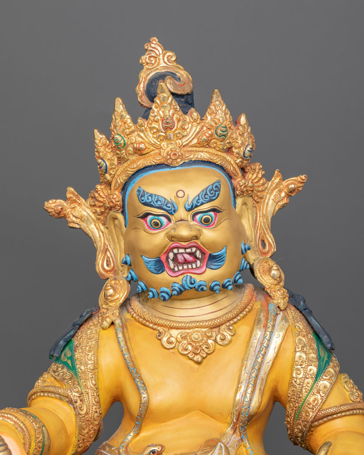 Gold fire gilded dzambhala statue newari artisan buddhist altar shrine.