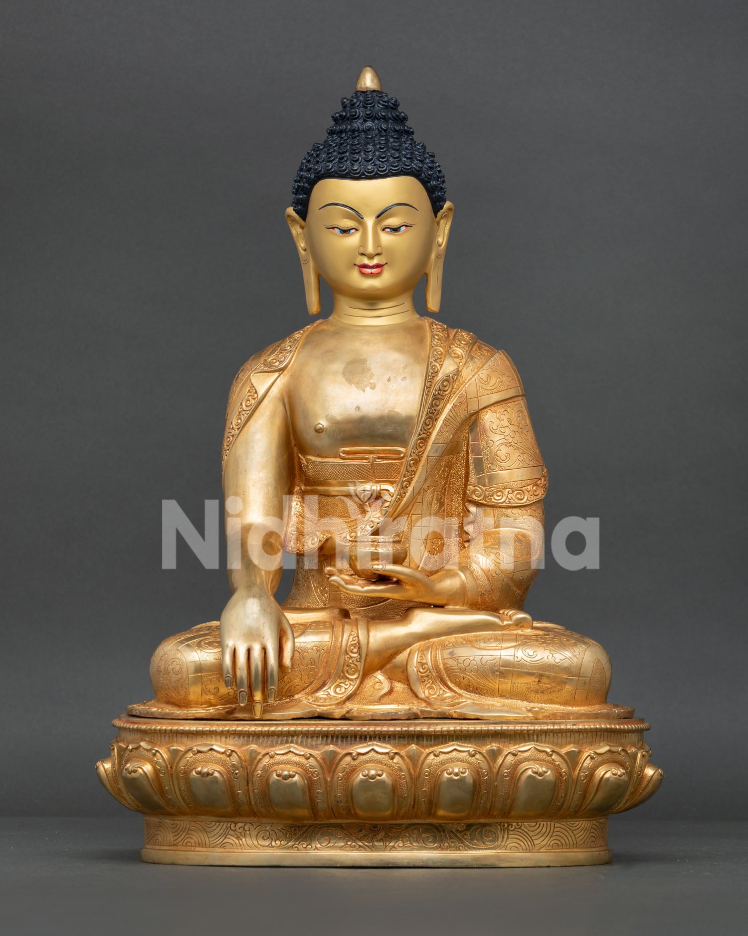 gold fire gilded shakyamuni buddha statue handmade in nepal