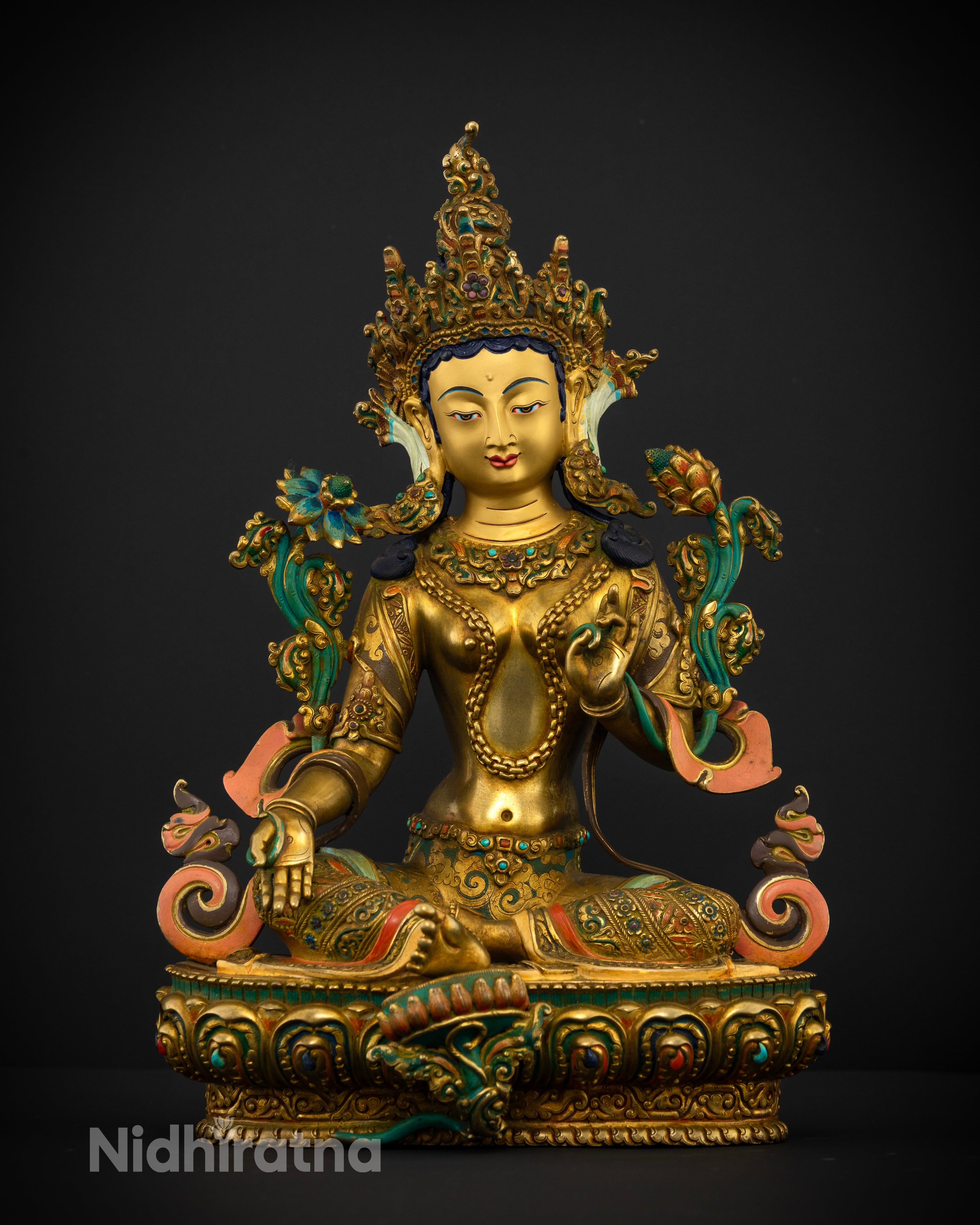Green tara necklace statue
