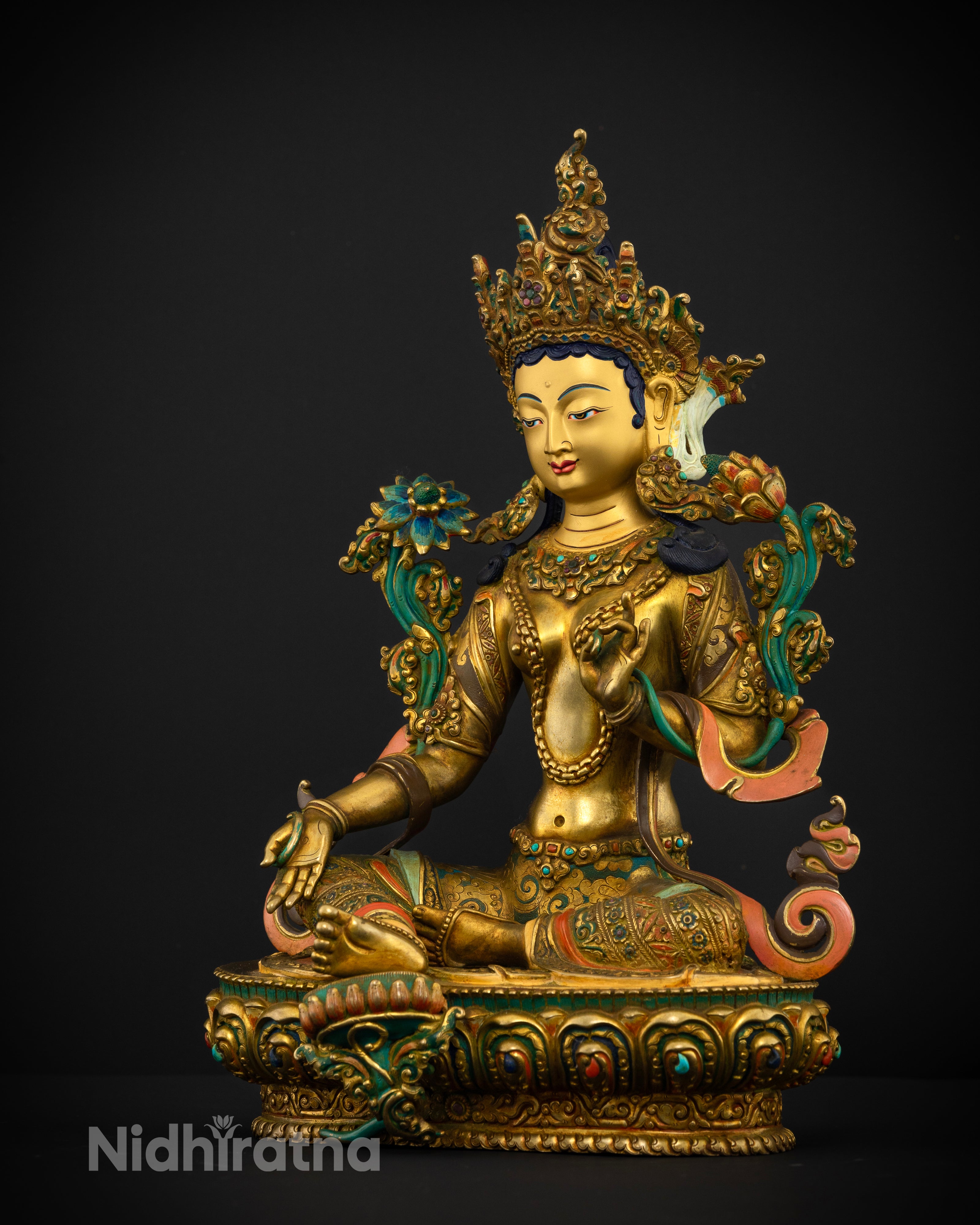 Green tara necklace statue