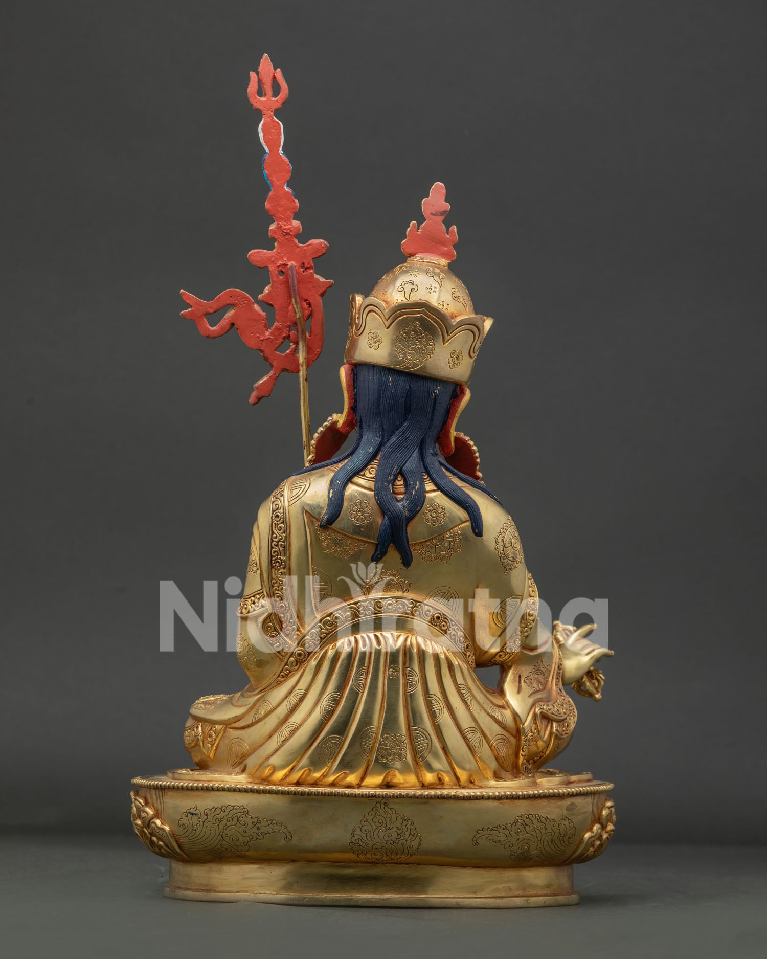 Guru Rinpoche Statue Back View Traditional Newari Craftsmanship Nepal