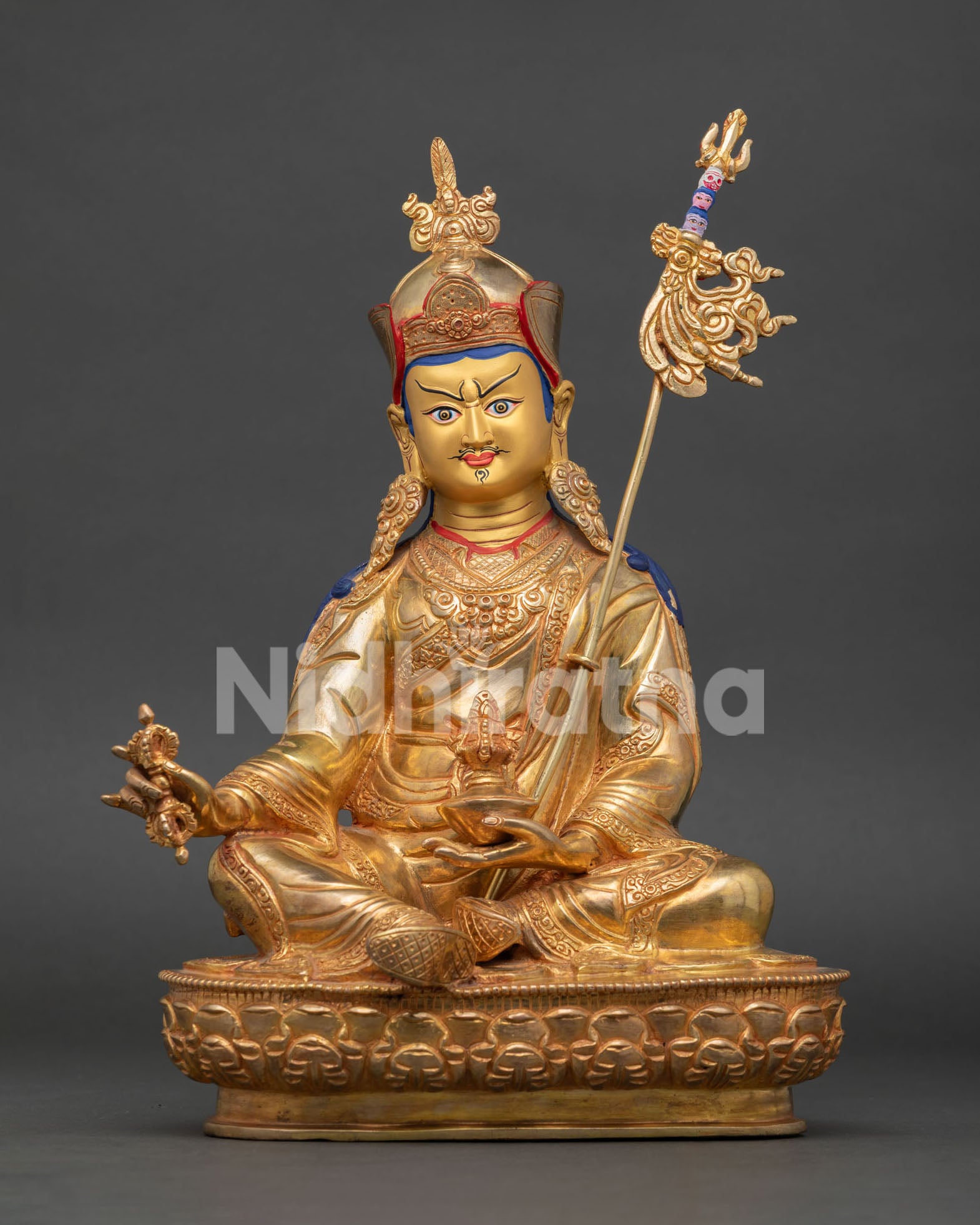 Guru Rinpoche Statue Padmasambhava Handcrafted Copper Buddhist Sculpture Nepal