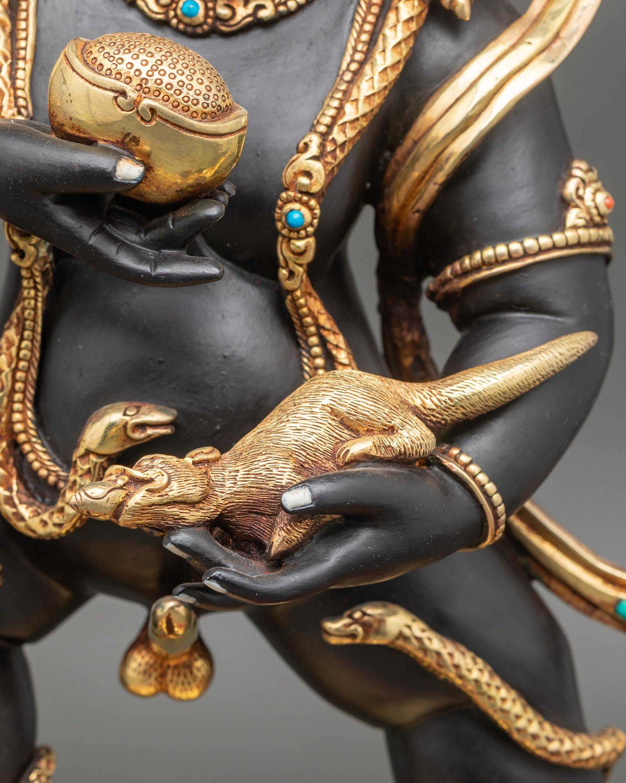 Dzambhala Nagpo Statue | Hand Painted Buddhist Sculpture