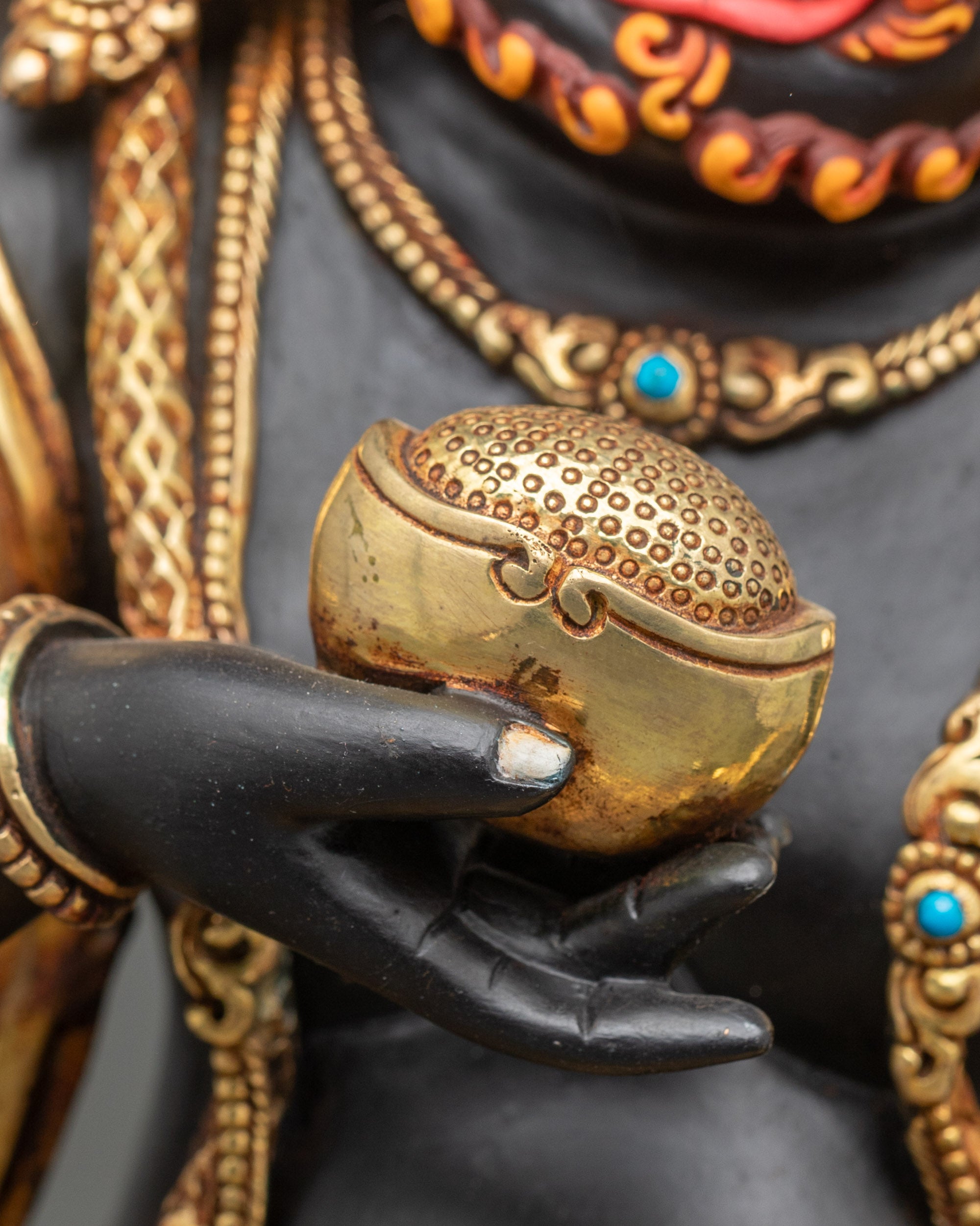 Dzambhala Nagpo Statue | Hand Painted Buddhist Sculpture