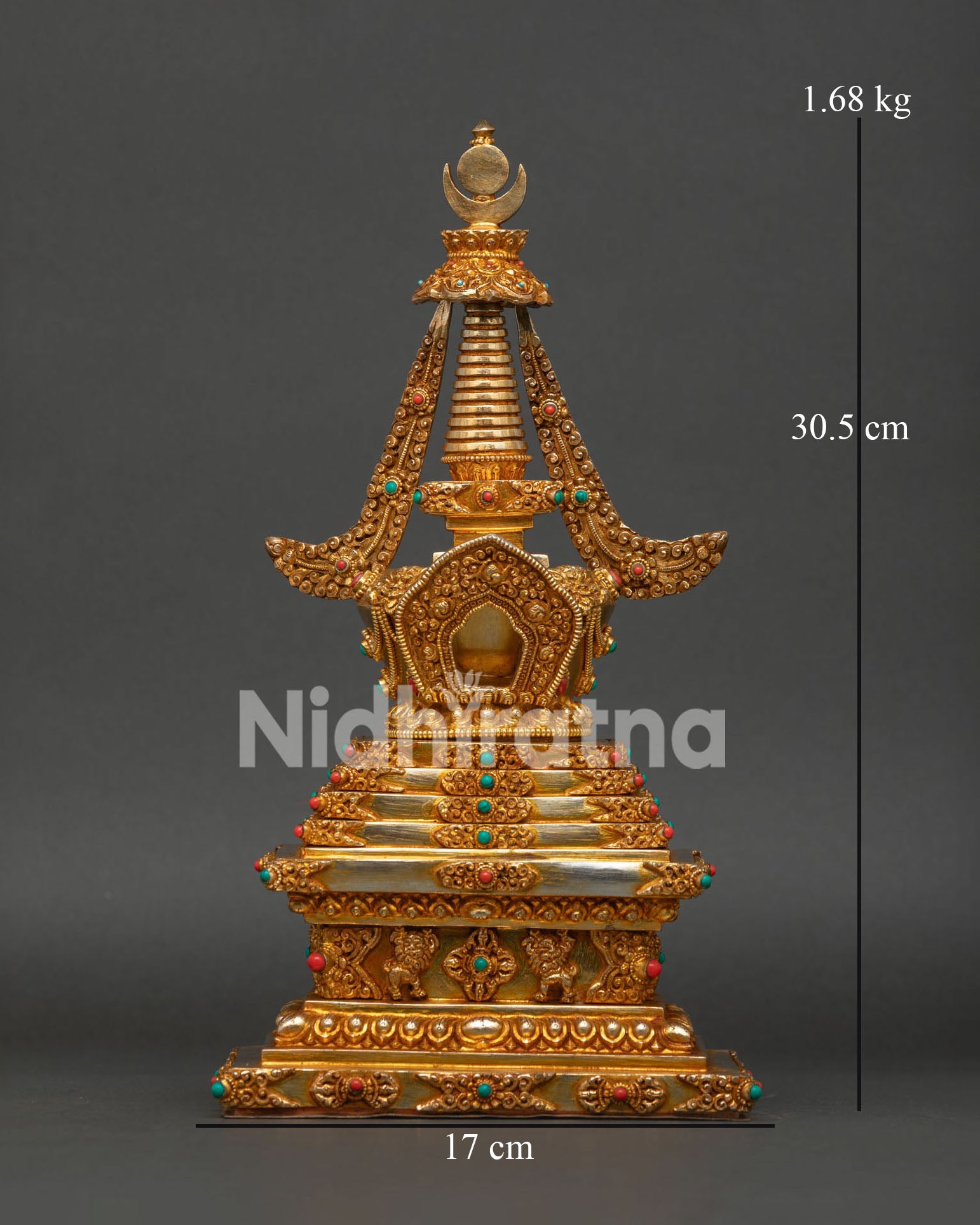 Handcrafted Buddhist Stupa, Made by Newari Artisans in Patan, Nepal