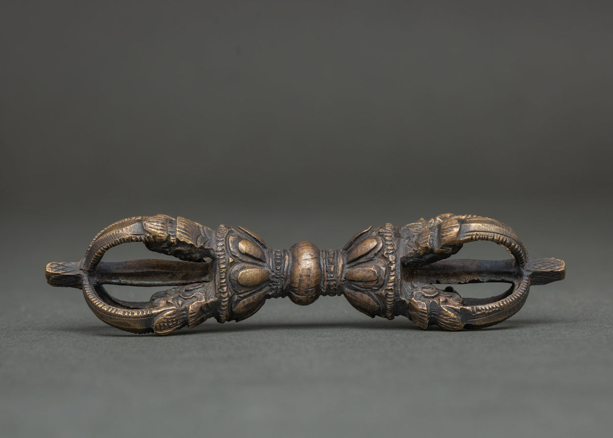 Handcrafted Buddhist Vajra and Bell symbolizing wisdom and skillful means for meditation