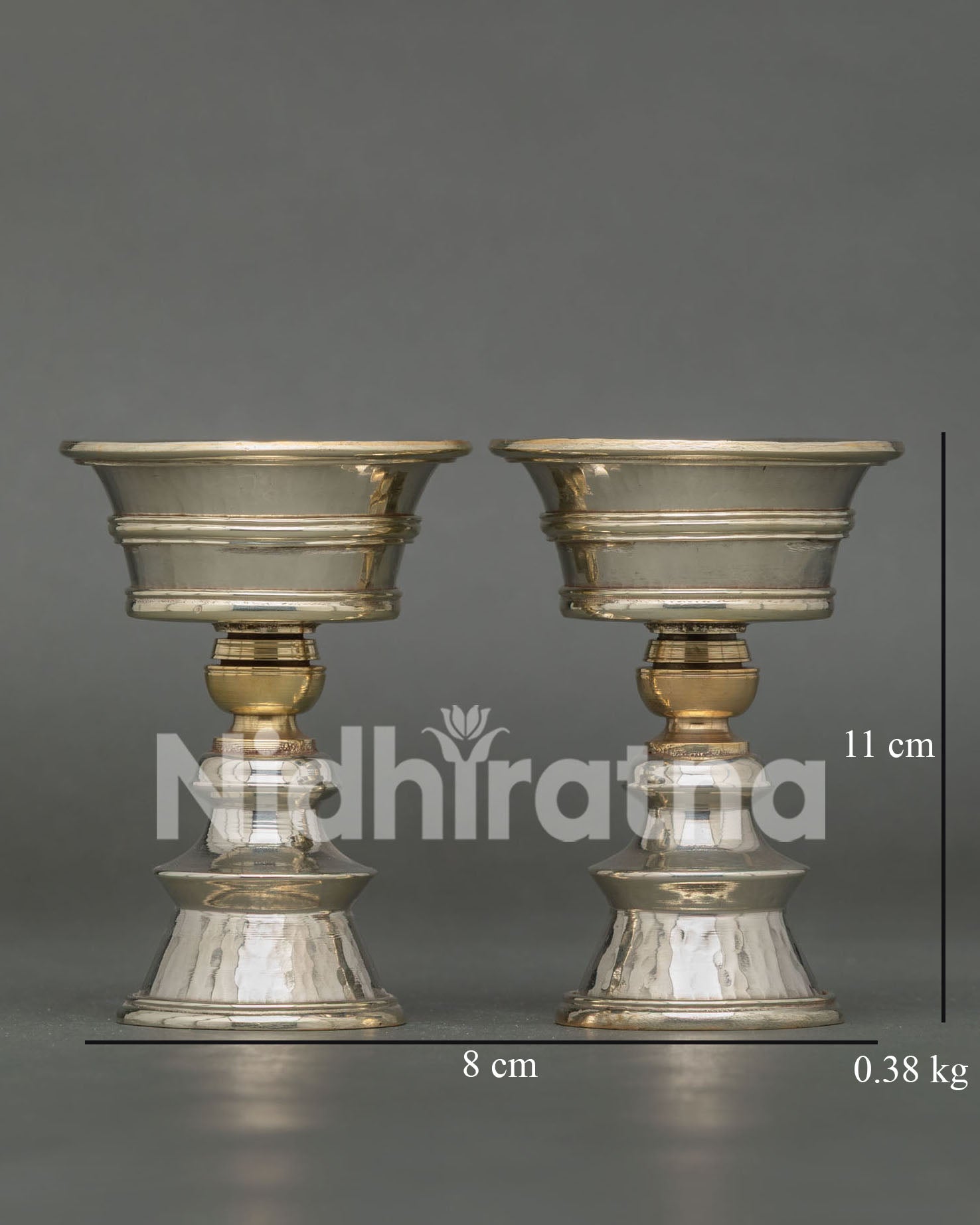 Handcrafted Butter Lamp Set made from durable copper with silver-plated finish