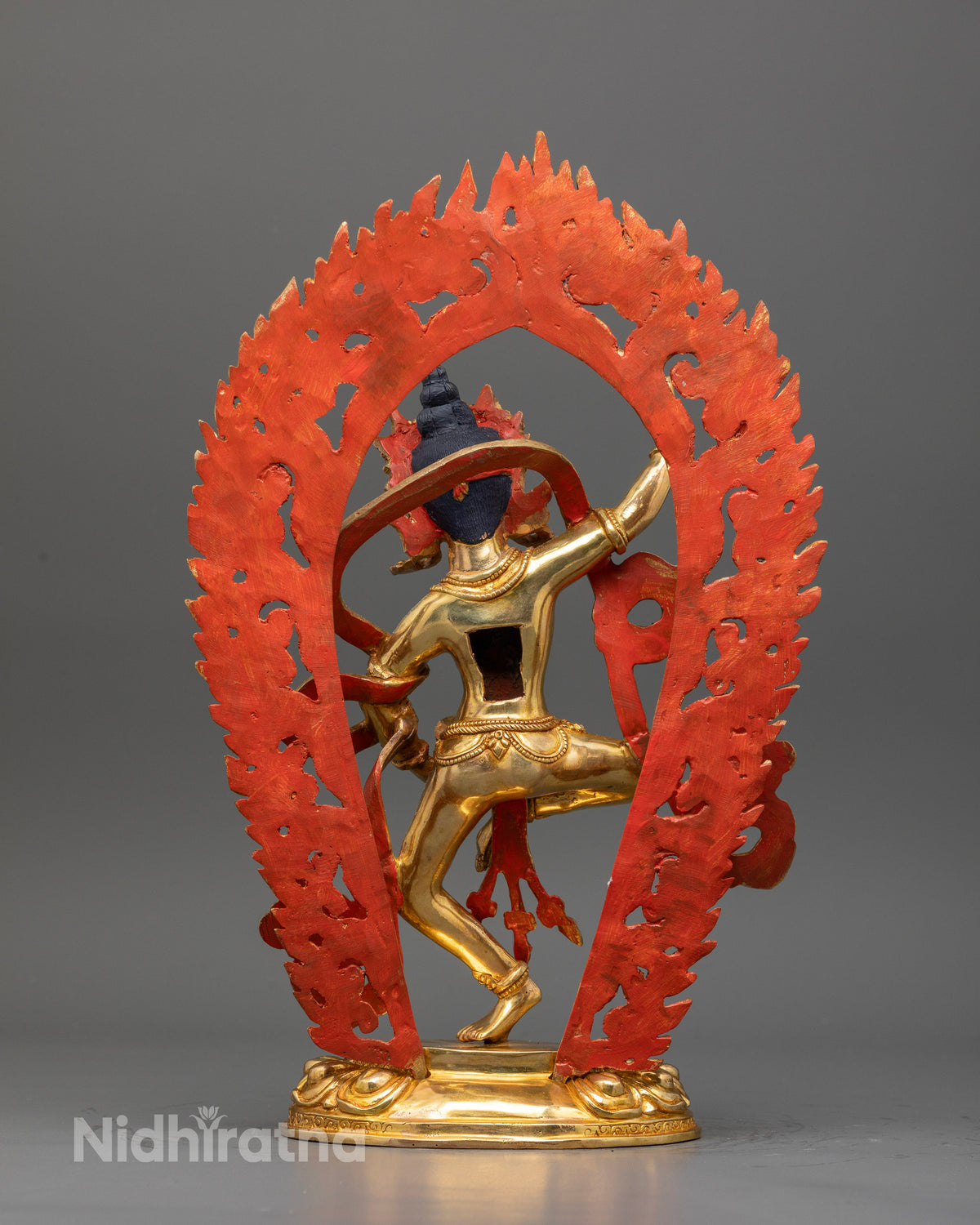 Handcrafted copper machig labdron statue for buddhist altar shrine and meditation space.