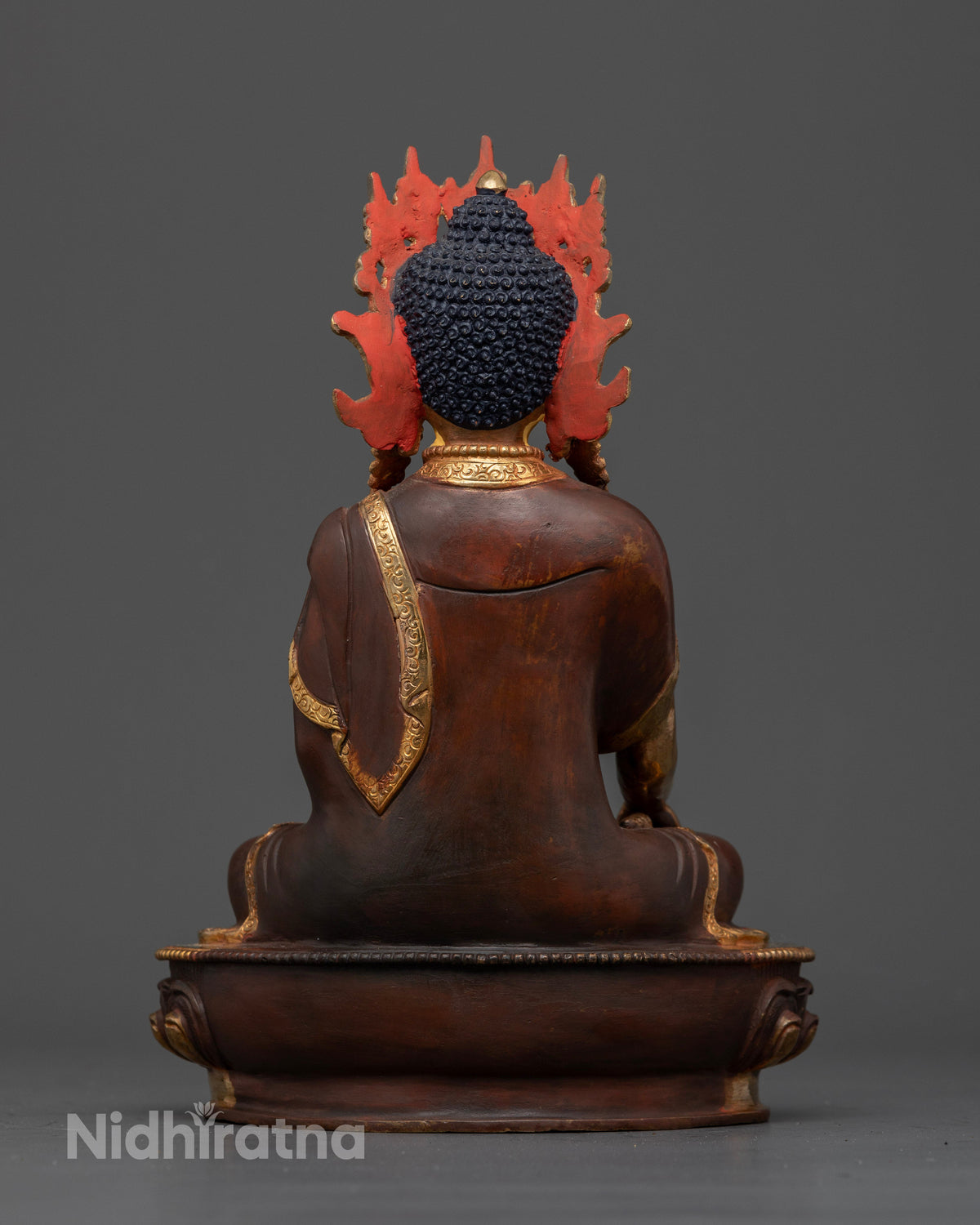 Handcrafted Crowned Shakyamuni Buddha statue by Newari artist from Patan Nepal.
