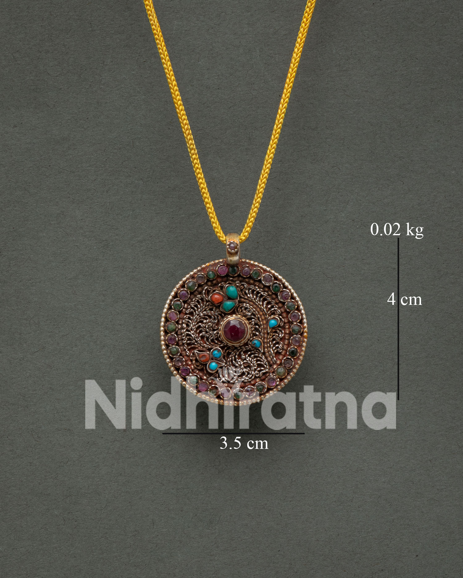 Handcrafted flower locket with copper gold plated and silver plated details and Newari filigree
