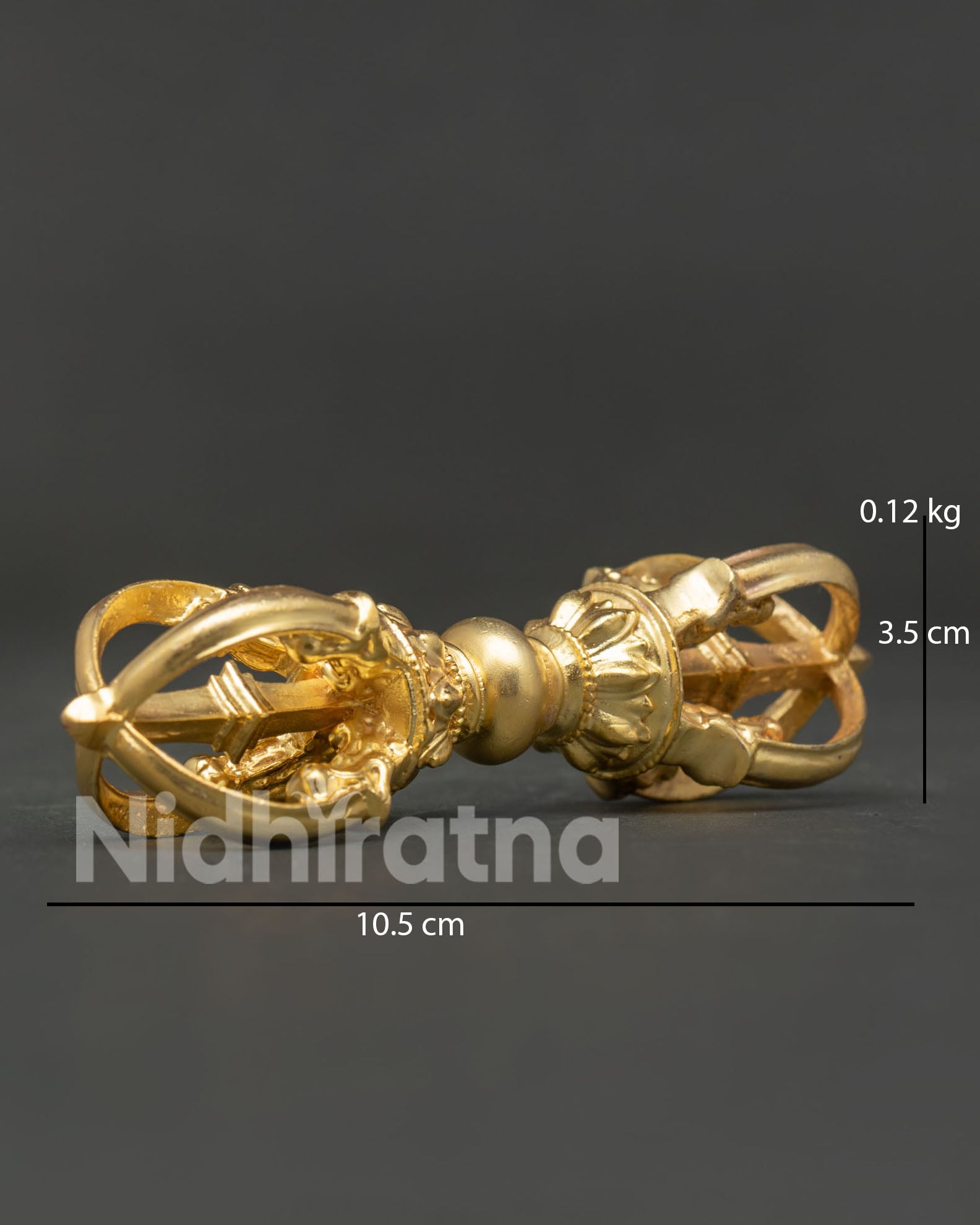Handcrafted Gold Plated Vajra Dorje Ritual Tool from Nepal