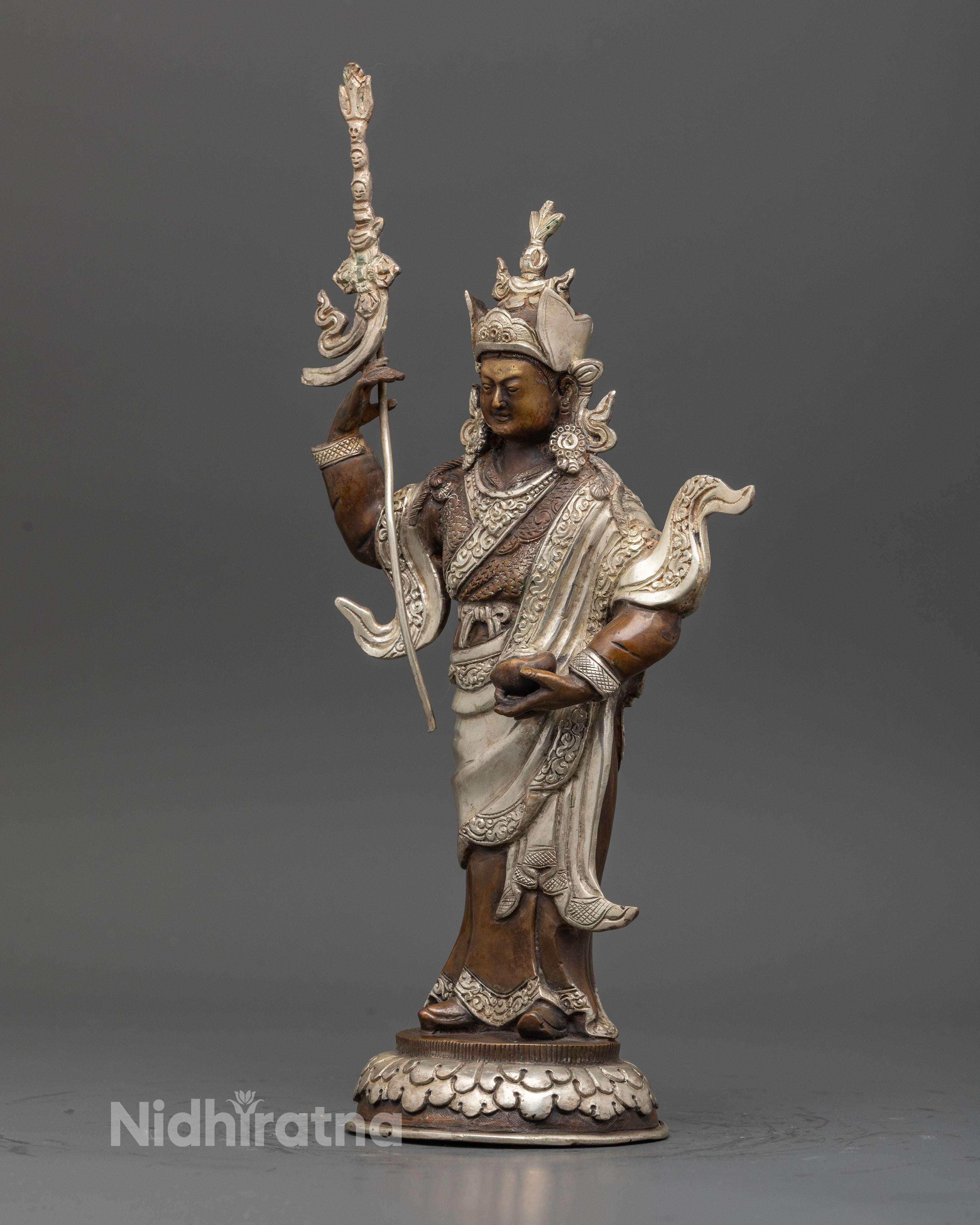 Handcrafted Guru Rinpoche Statue by Newari artisans from Patan, Nepal with sacred details