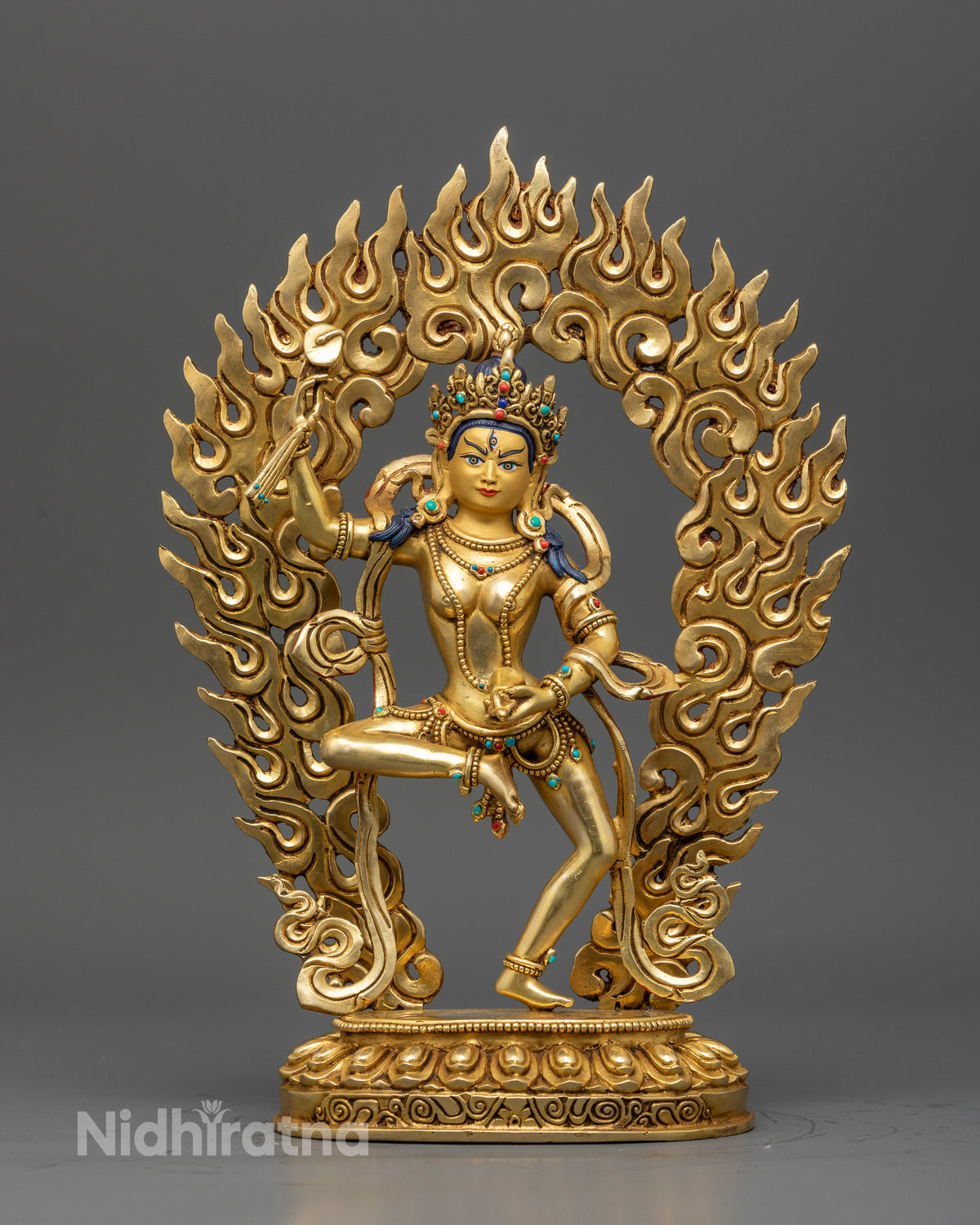 Handcrafted Machig Labdron statue with 24K gold face from Patan Nepal.