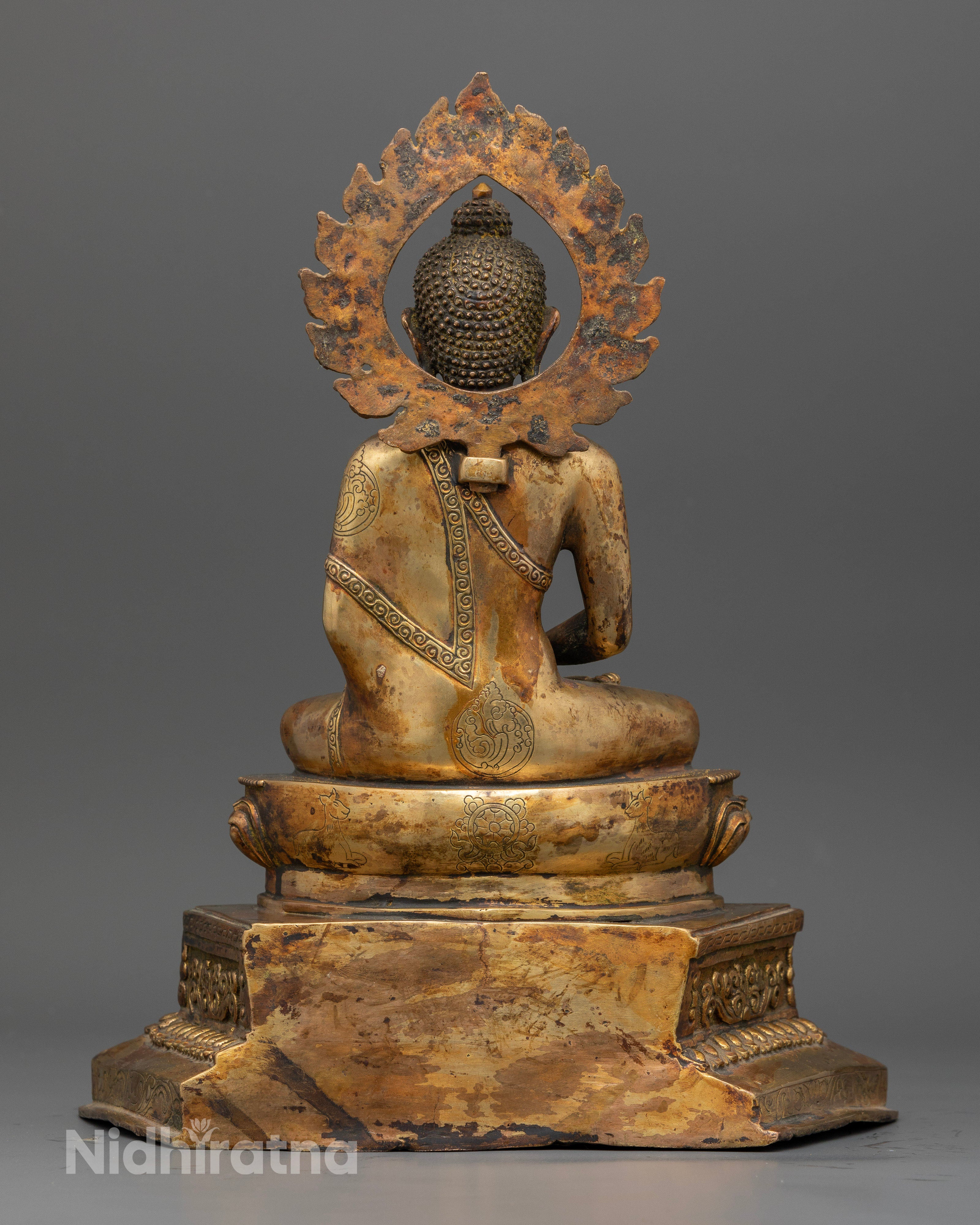 Handcrafted Nepalese Amitabha Buddha sculpture for Buddhist altar.