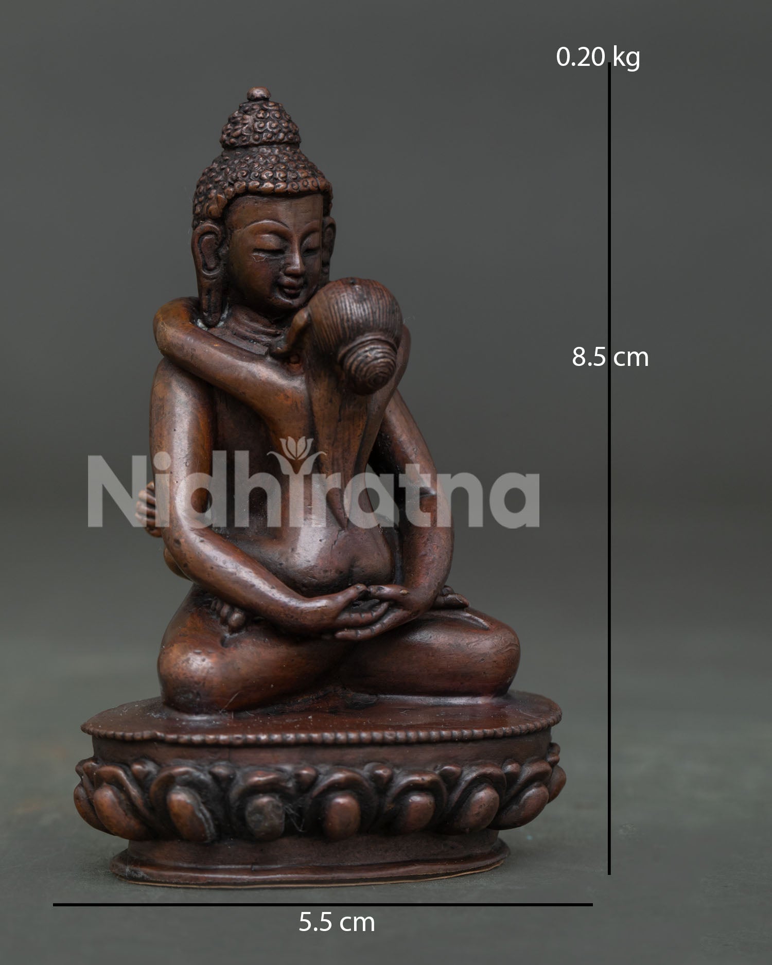 Handcrafted Nepalese Samantabhadra sculpture with oxidized copper finish