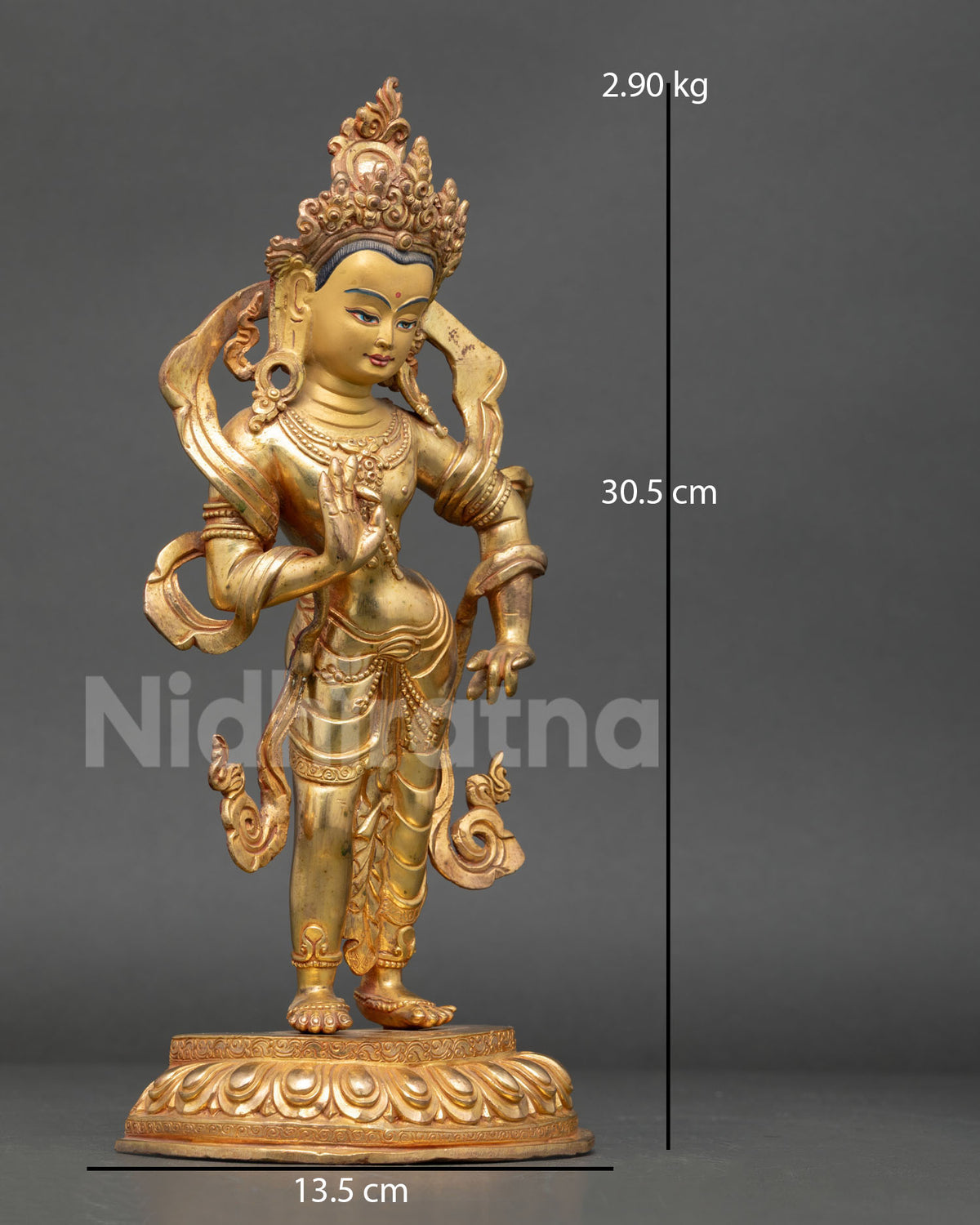 Handcrafted Newari Lokeshvara Statue from Patan, Nepal with detailed Buddhist ornaments