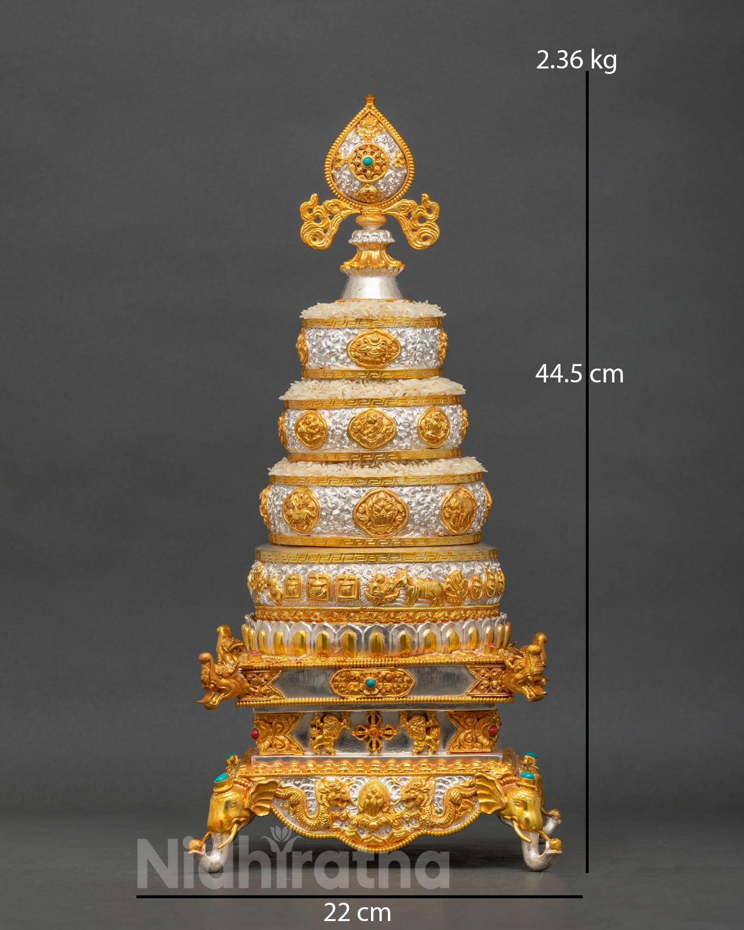Handcrafted Newari Mandala Offering Set from Patan, Nepal with gold and silver plating