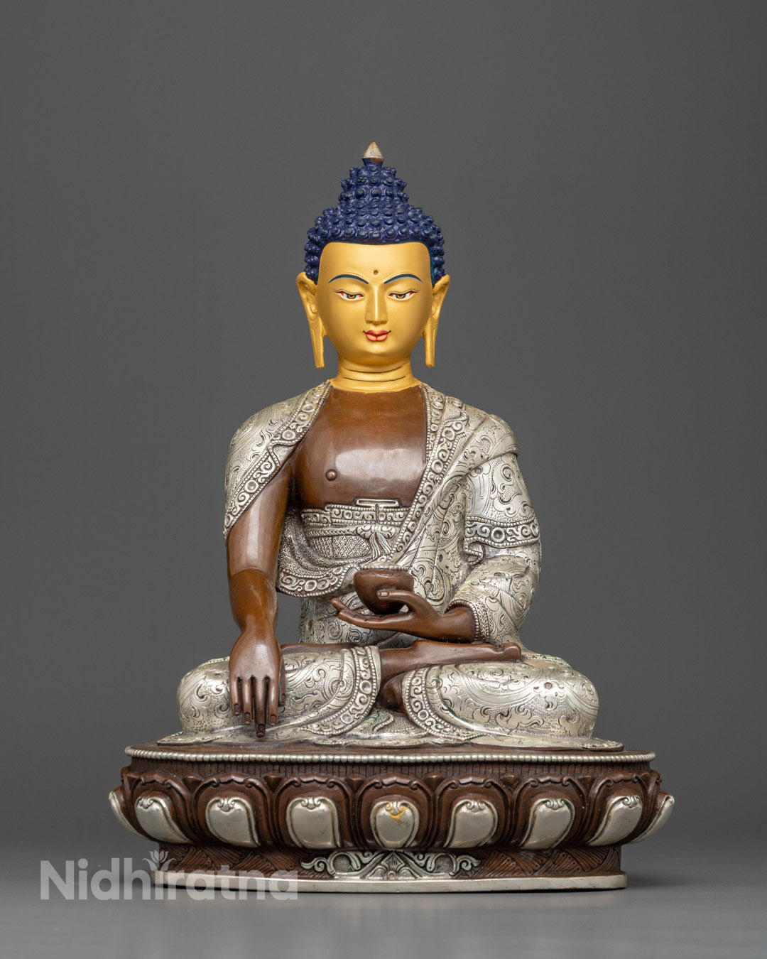 Handcrafted Shakyamuni Buddha statue by Newari artisans from Patan, Nepal