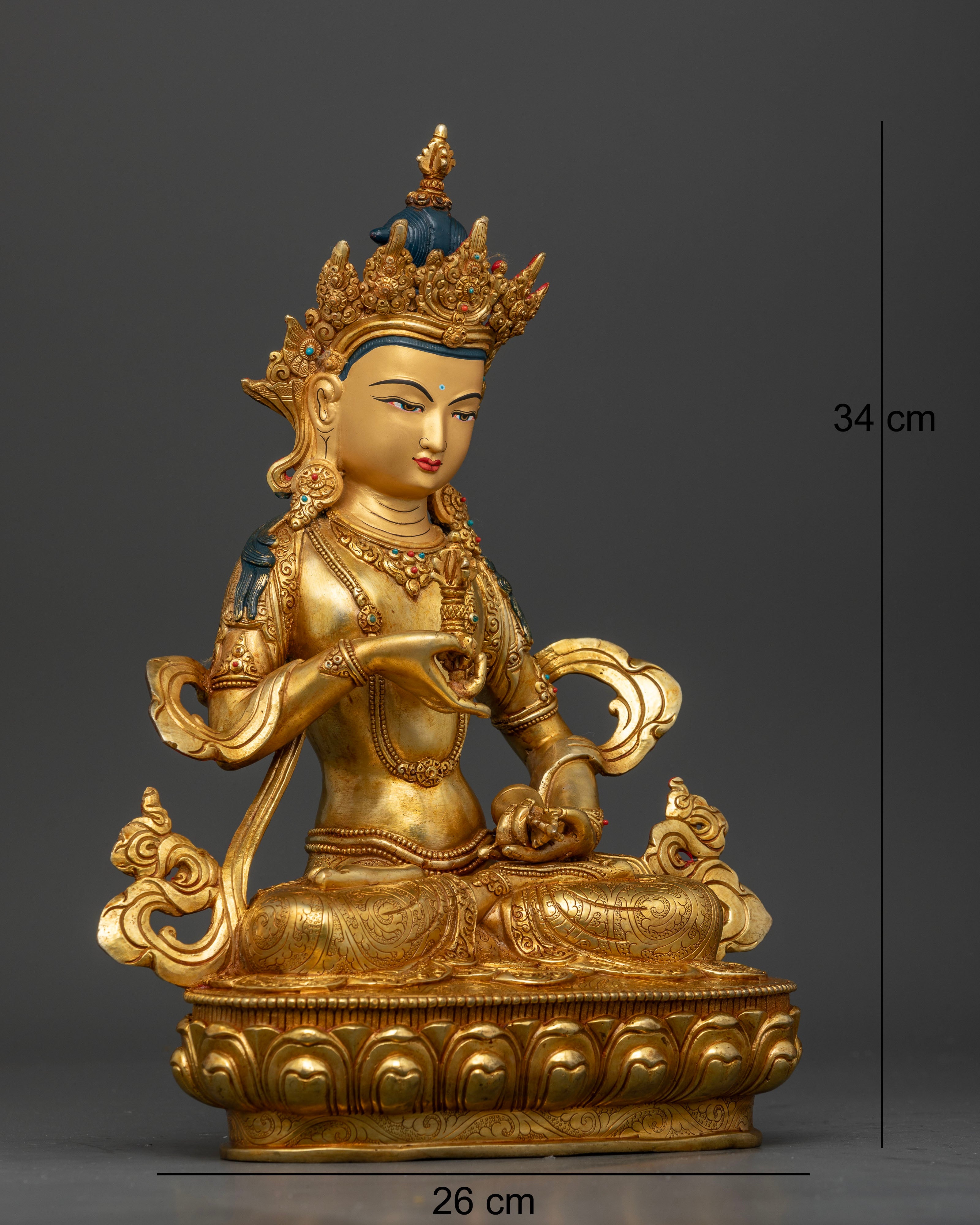 Handcrafted Vajrasattva statue Newari artisans Patan Nepal floral motifs.
