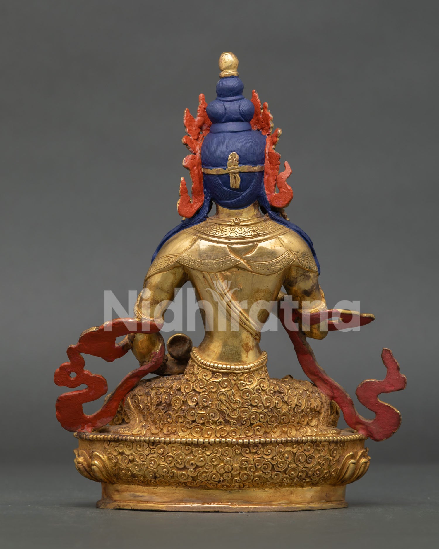 Handcrafted vajrasattva statue with gold gilded copper body.