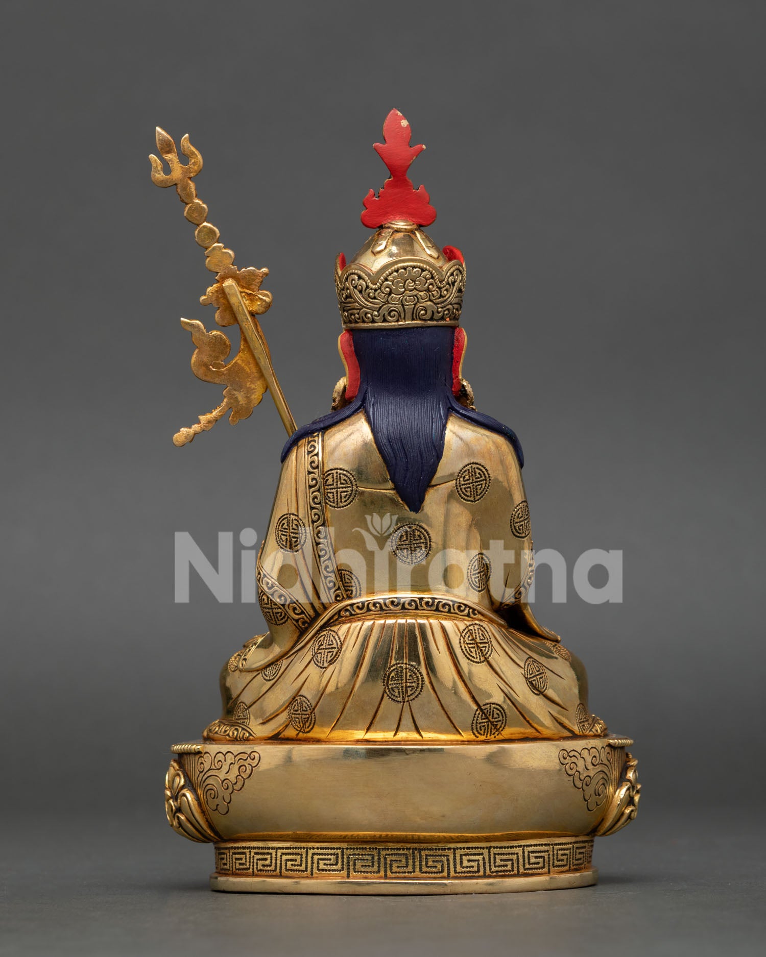 Handmade Guru Tsokye Dorje Buddhist artwork from Nepal with detailed crown and spiritual symbols