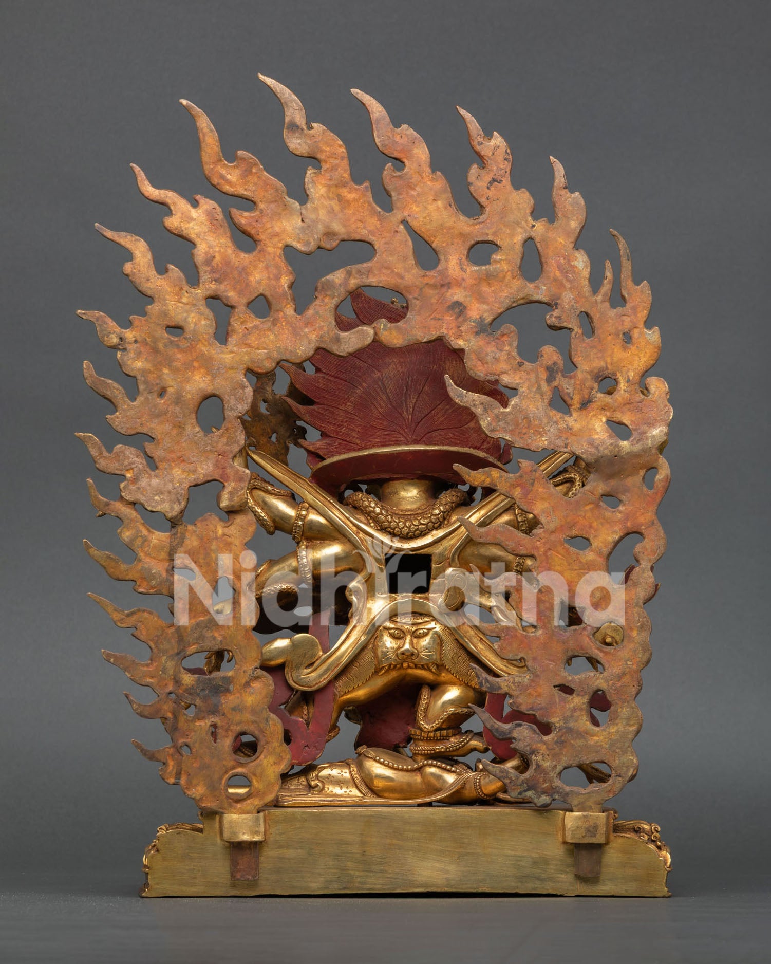 Handmade Mahakala protector statue featuring traditional Nepalese Buddhist craftsmanship