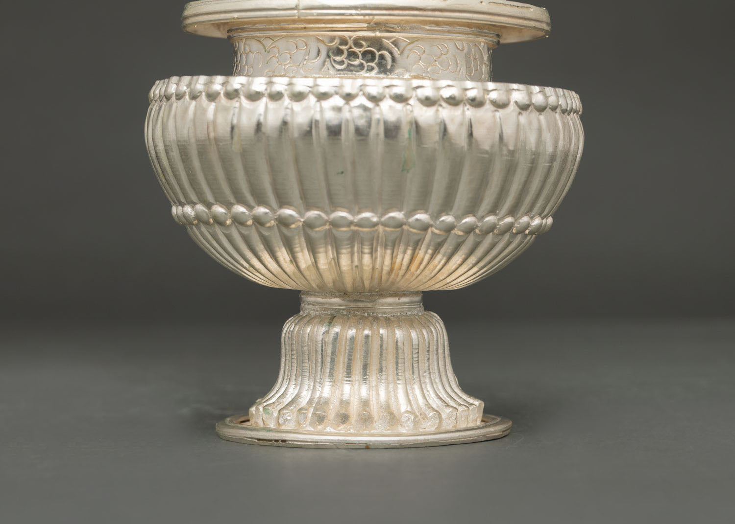 Handmade Silver Neshi Rice Pot for Buddhist Rituals and Shrine Offerings