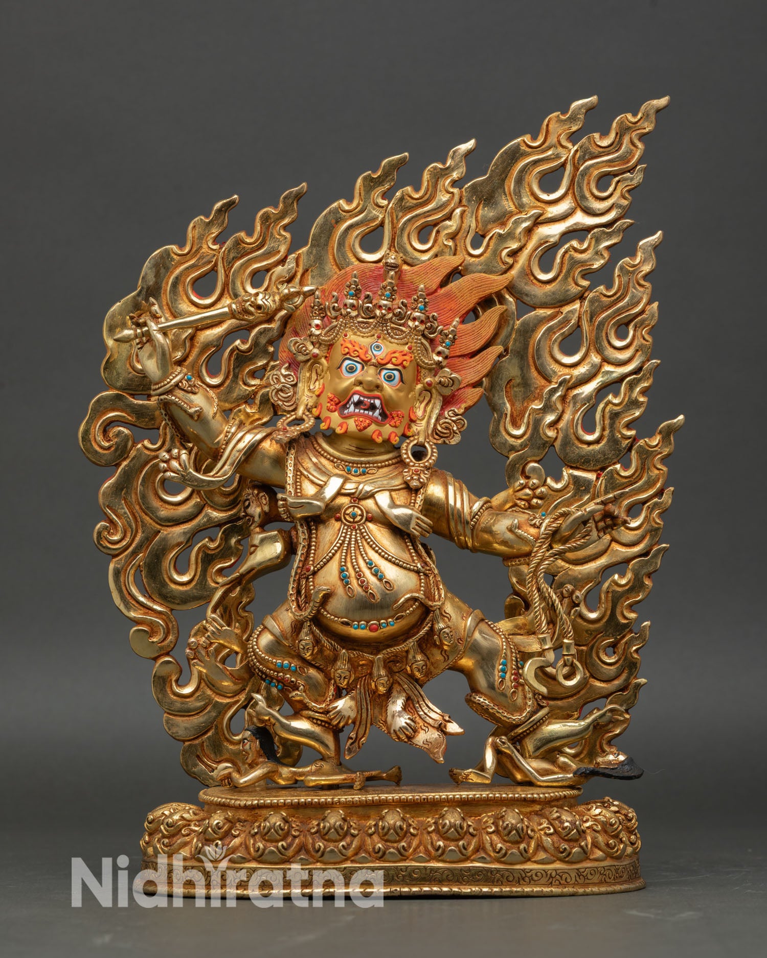 Hayagriva statue front view wrathful Buddhist deity copper sculpture Nepal