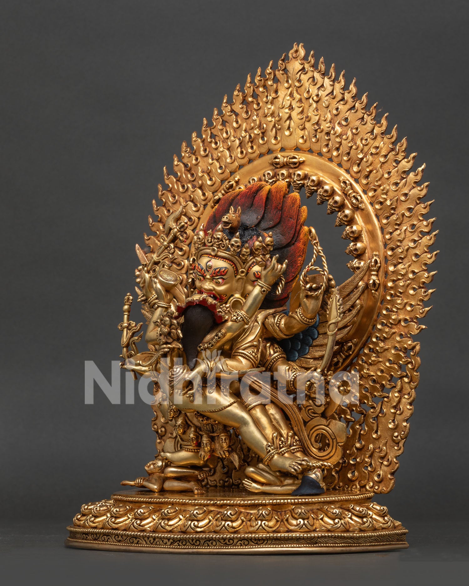 Hayagriva statue left side view with lost wax casting and sacred Buddhist artistry