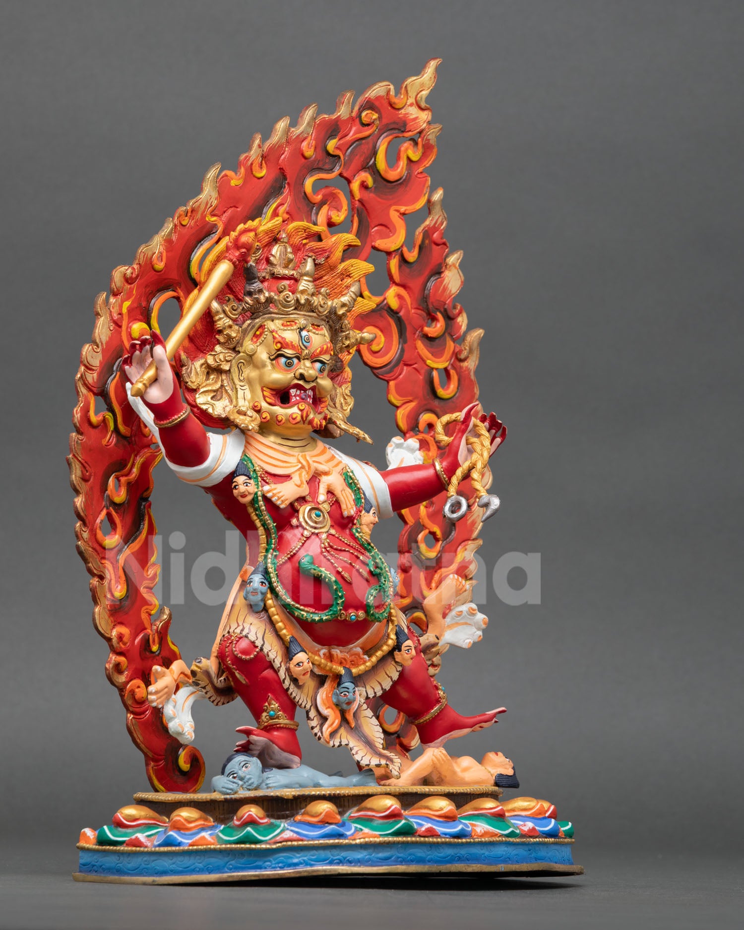 hayagriva statue right side view standing copper lotus seat wrathful protector