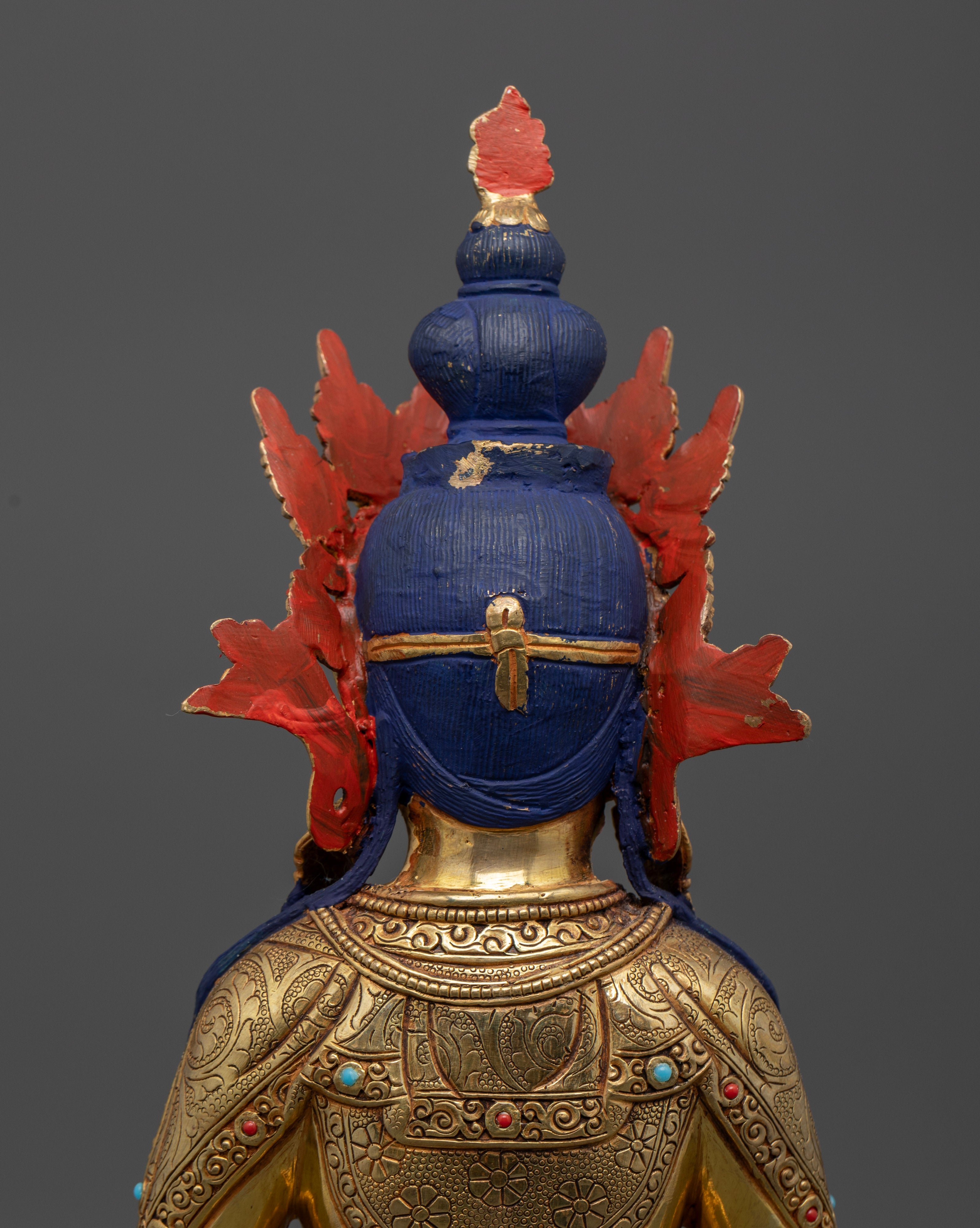 hair of amitayus buddha statue colored with acrylic and poster colors