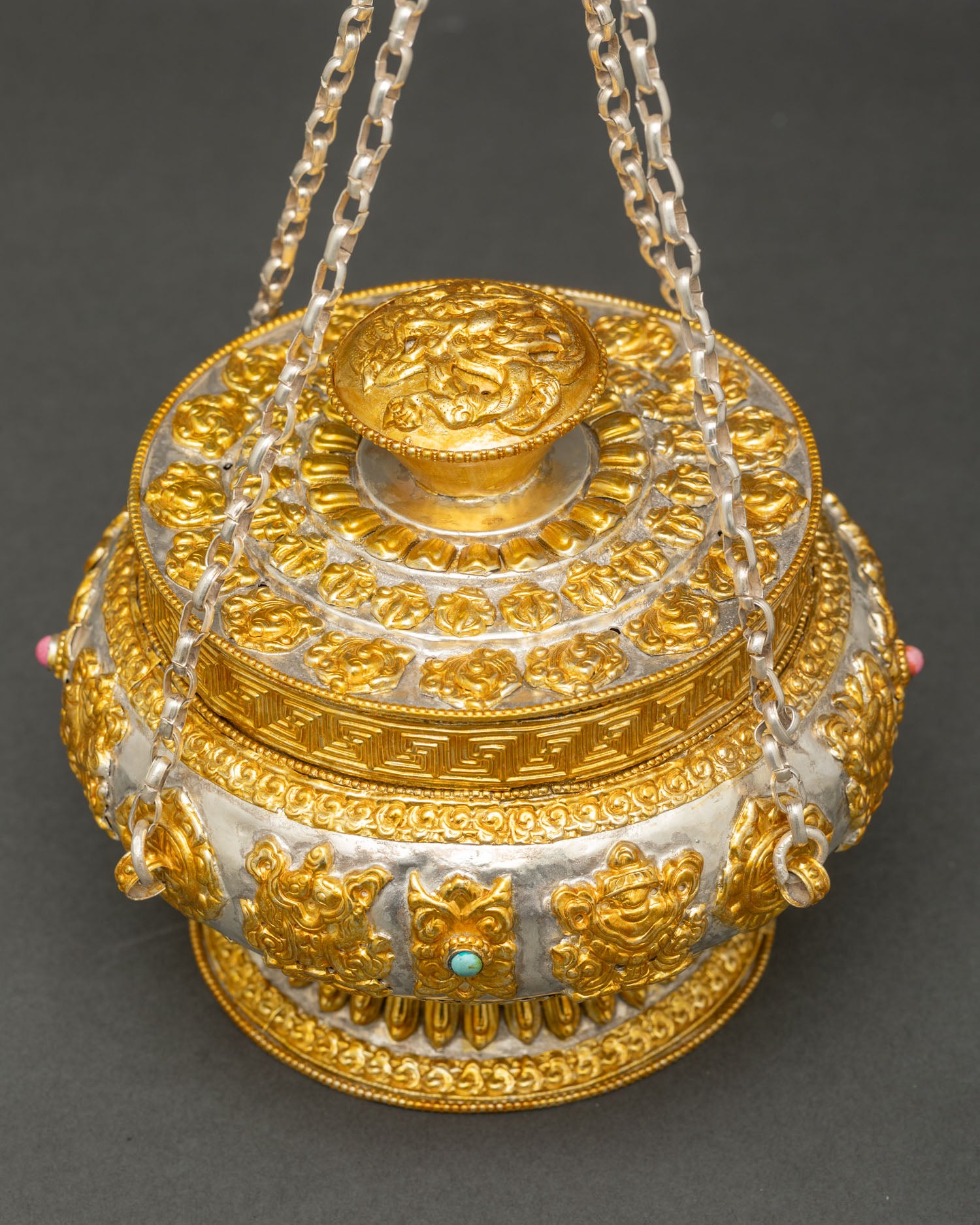 Himalayan copper incense burner with perforated lid for fragrant smoke and offerings