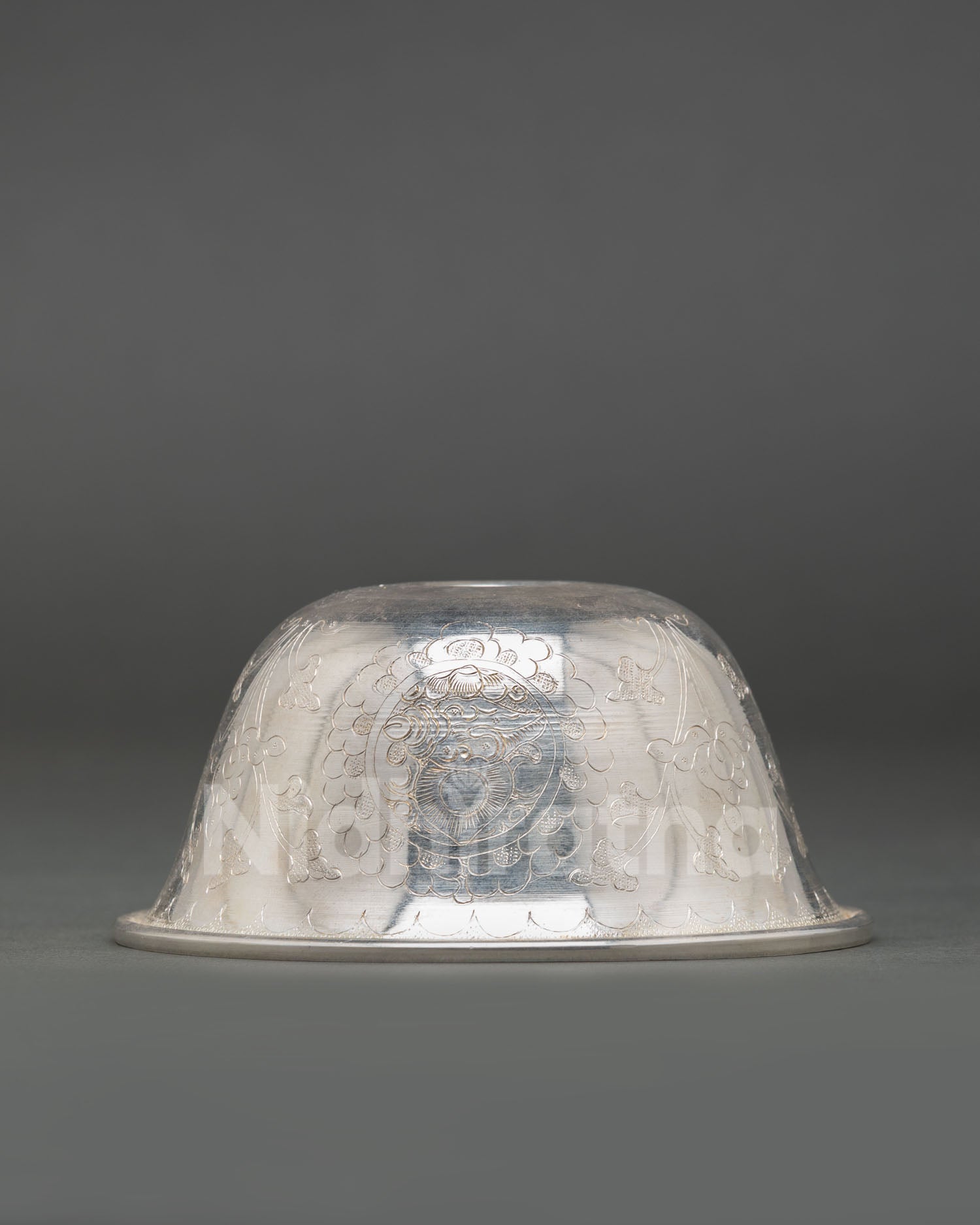 Himalayan pure silver water offering bowl for meditation and puja rituals