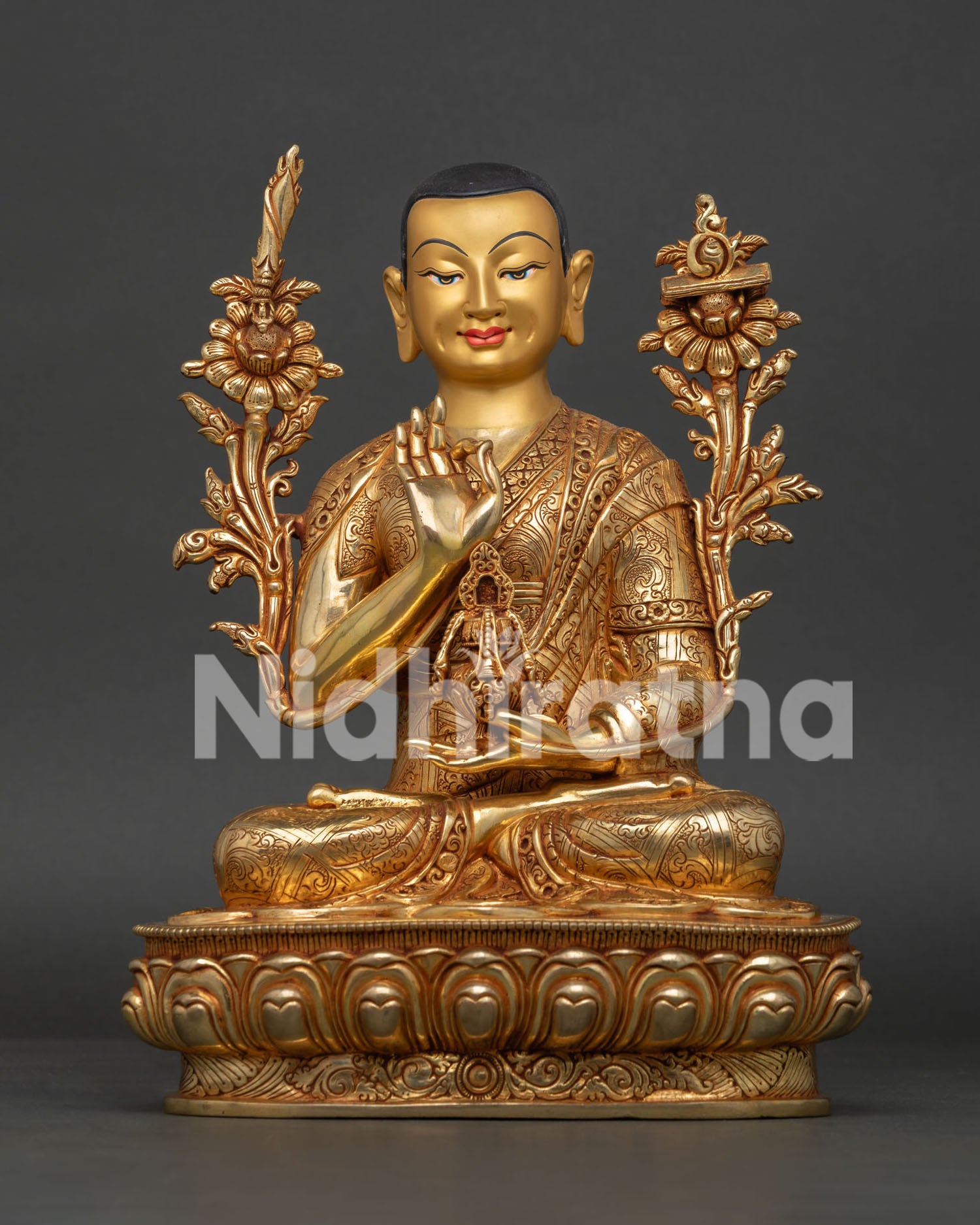 Je Tsongkhapa Statue with Gold Fire Gilding and Copper Buddhist Sculpture from Nepal