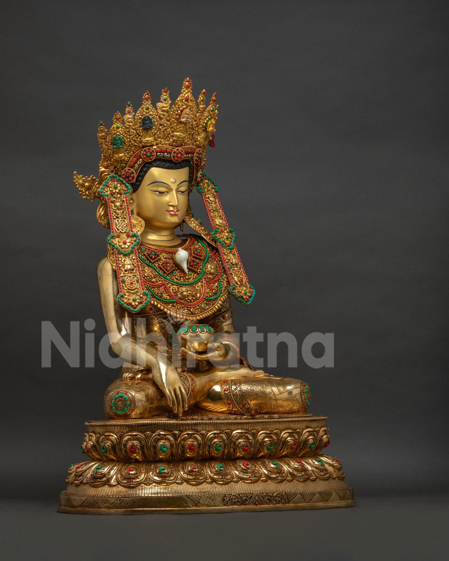 Jowo Rinpoche Statue Right Side View Handmade Nepalese Buddha Shakyamuni