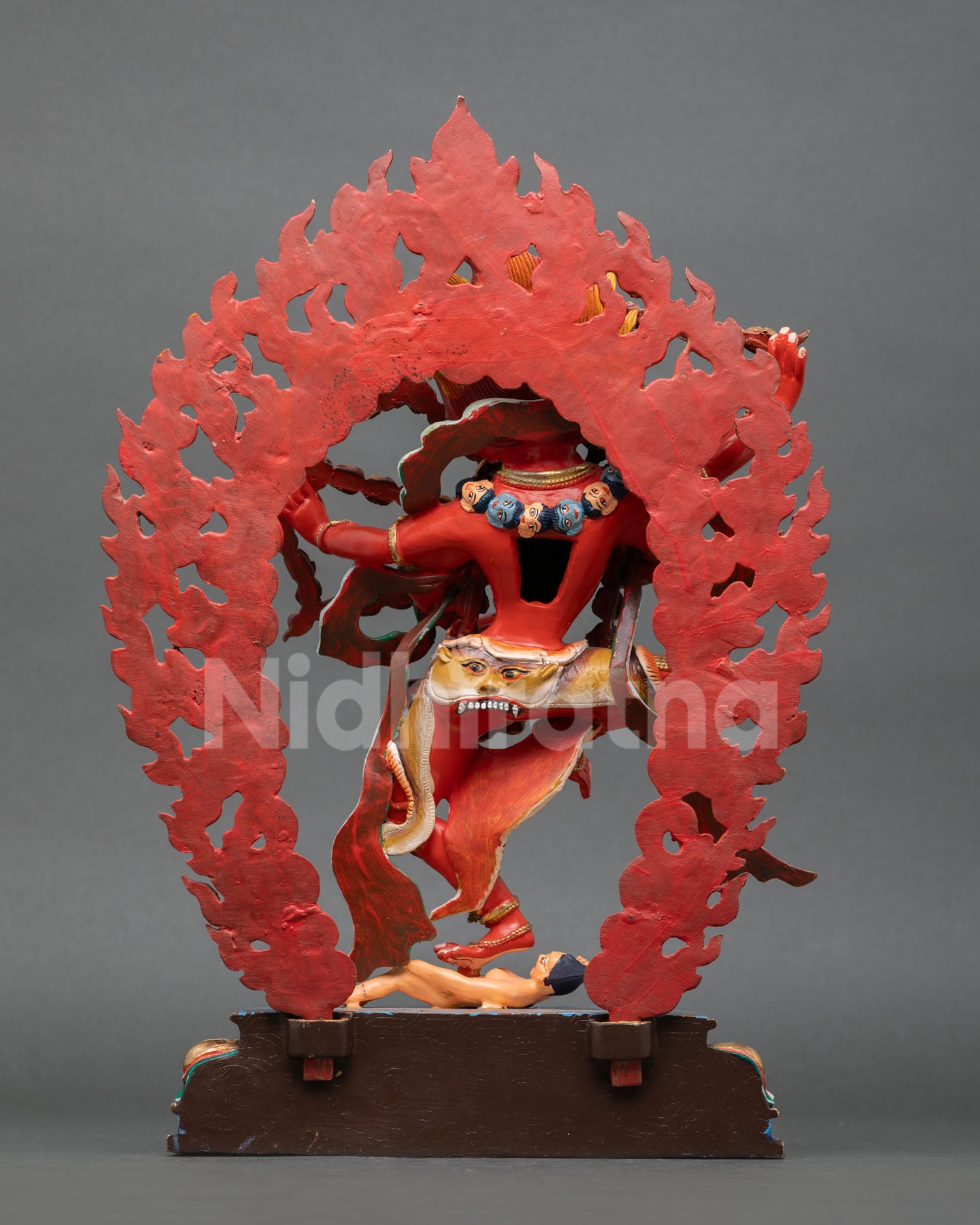 kurukulla statue back view lotus seat engraved details copper nepal buddhist ritual statue