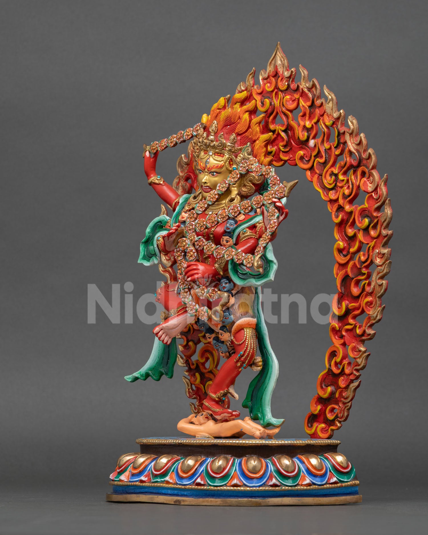 kurukulla statue left side view handcrafted copper dakini sculpture nepal buddhist art