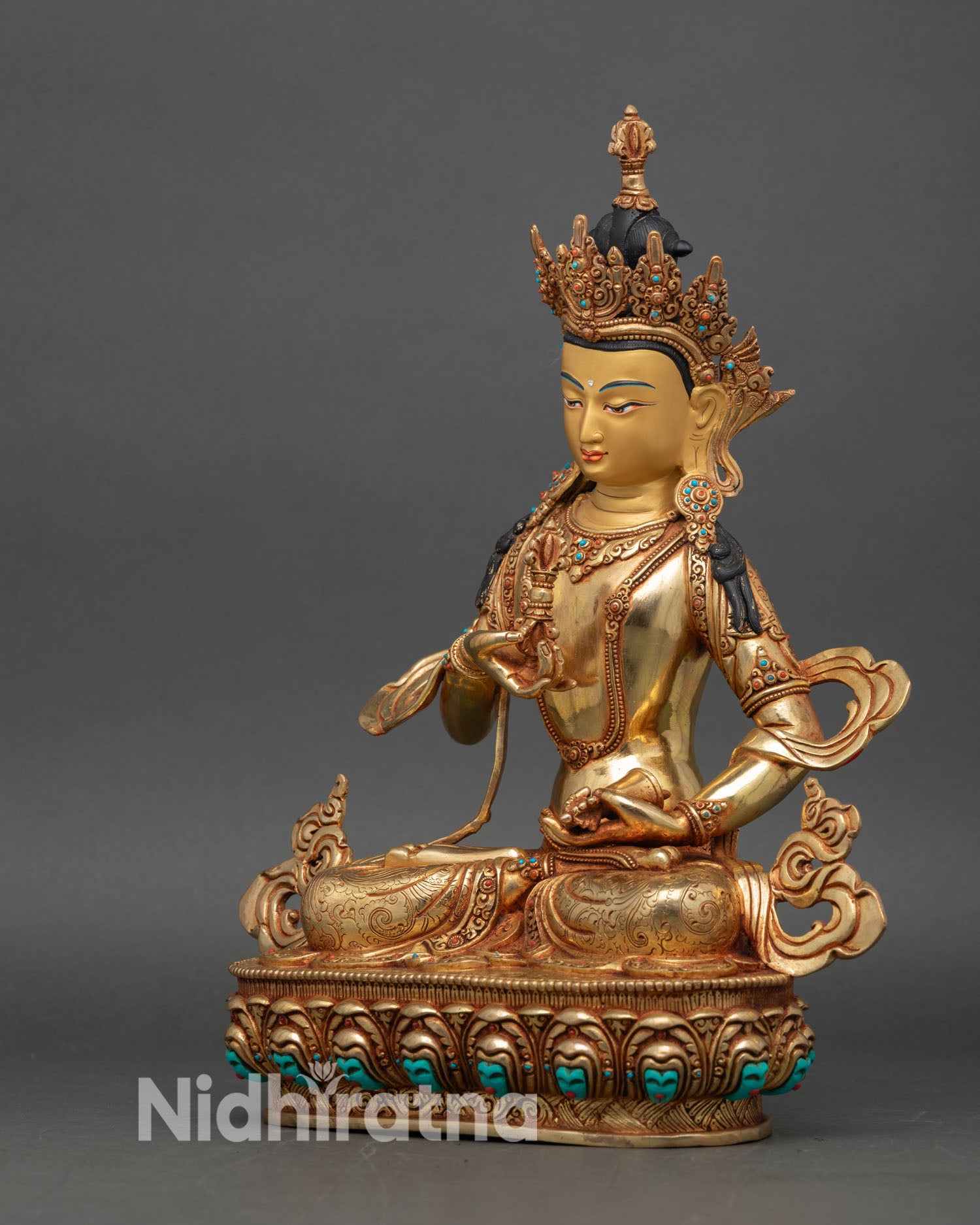Left profile of Dorje Sempa Vajrasattva statue, hand-finished Himalayan craftsmanship