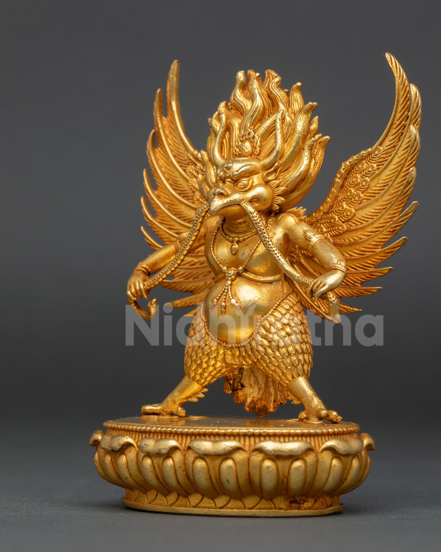 Left Side View Of Garuda Statue Handmade Nepal Ritual Protector Sculpture