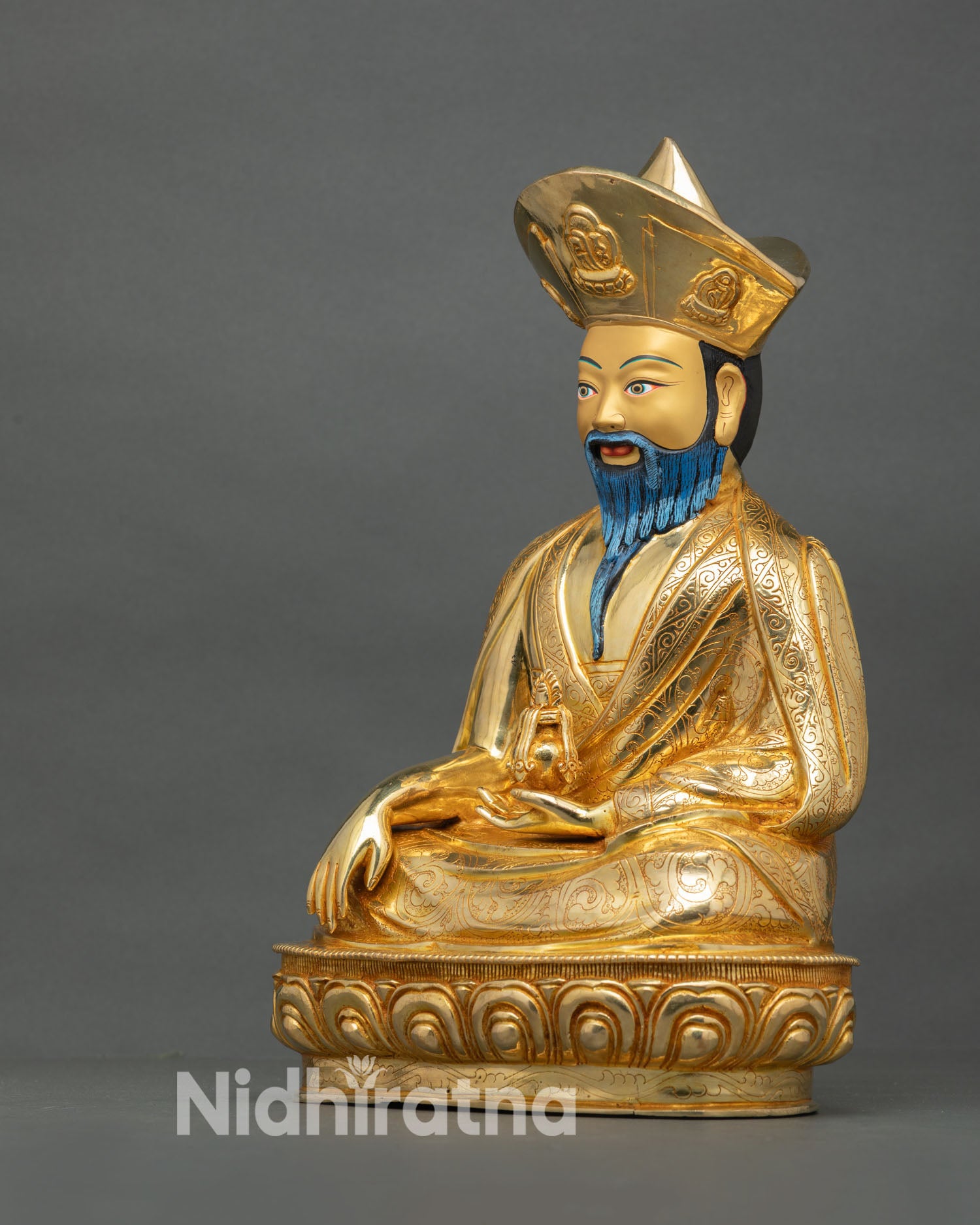 Left Side View of Gold Gilded Tibetan Buddhist Statue