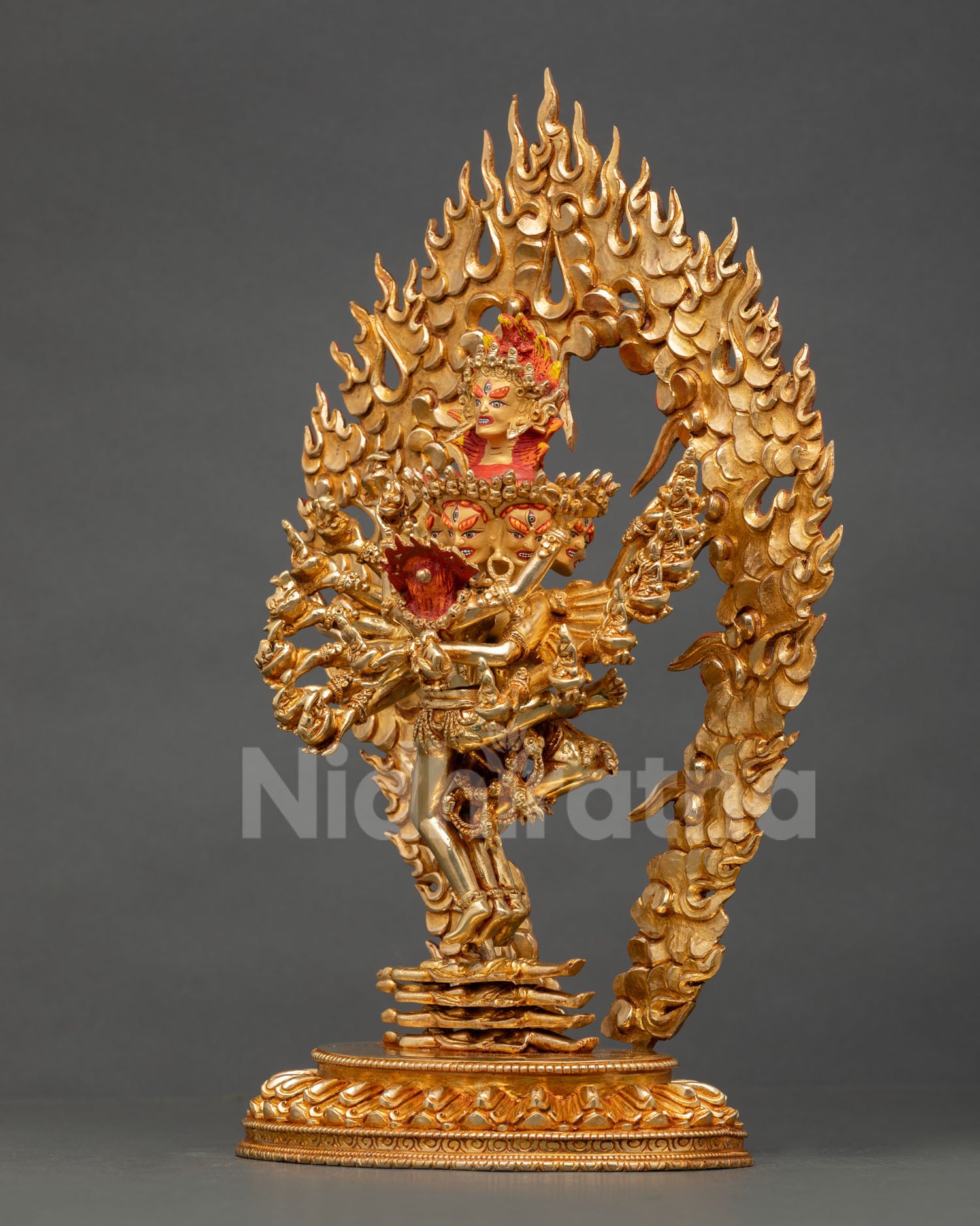 Left Side View of Hevajra Yab Yum Sculpture with Tibetan Tantric Symbolism