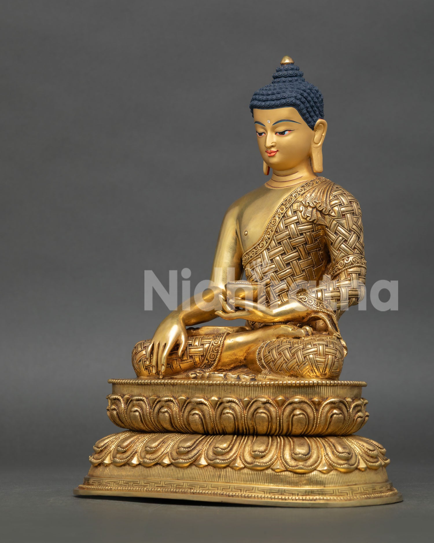 Left Side View of Shakyamuni Buddha Statue Handcrafted in Nepal