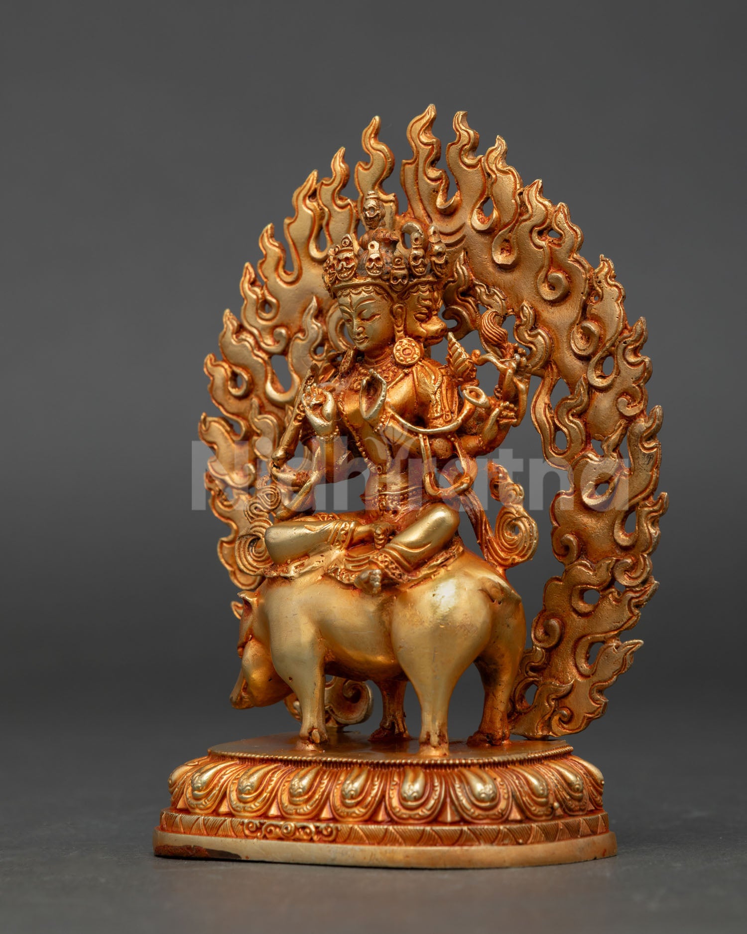 left view marichi statue multi arm copper gold electroplated deity art