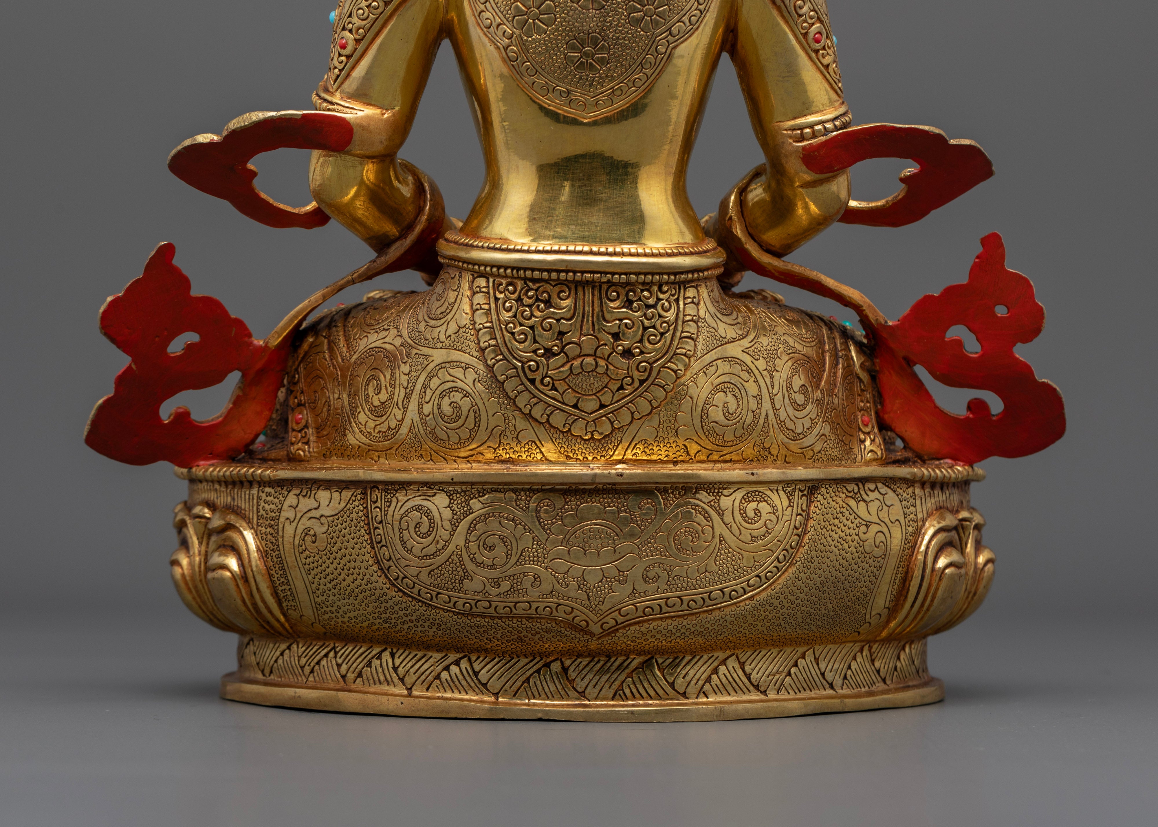 lotus seat back view of amitayus buddha statue