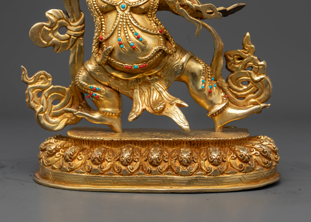 Intricate Vajrapani statue | Gold-plated Vajrapani statues | Vajrapani deity figurine