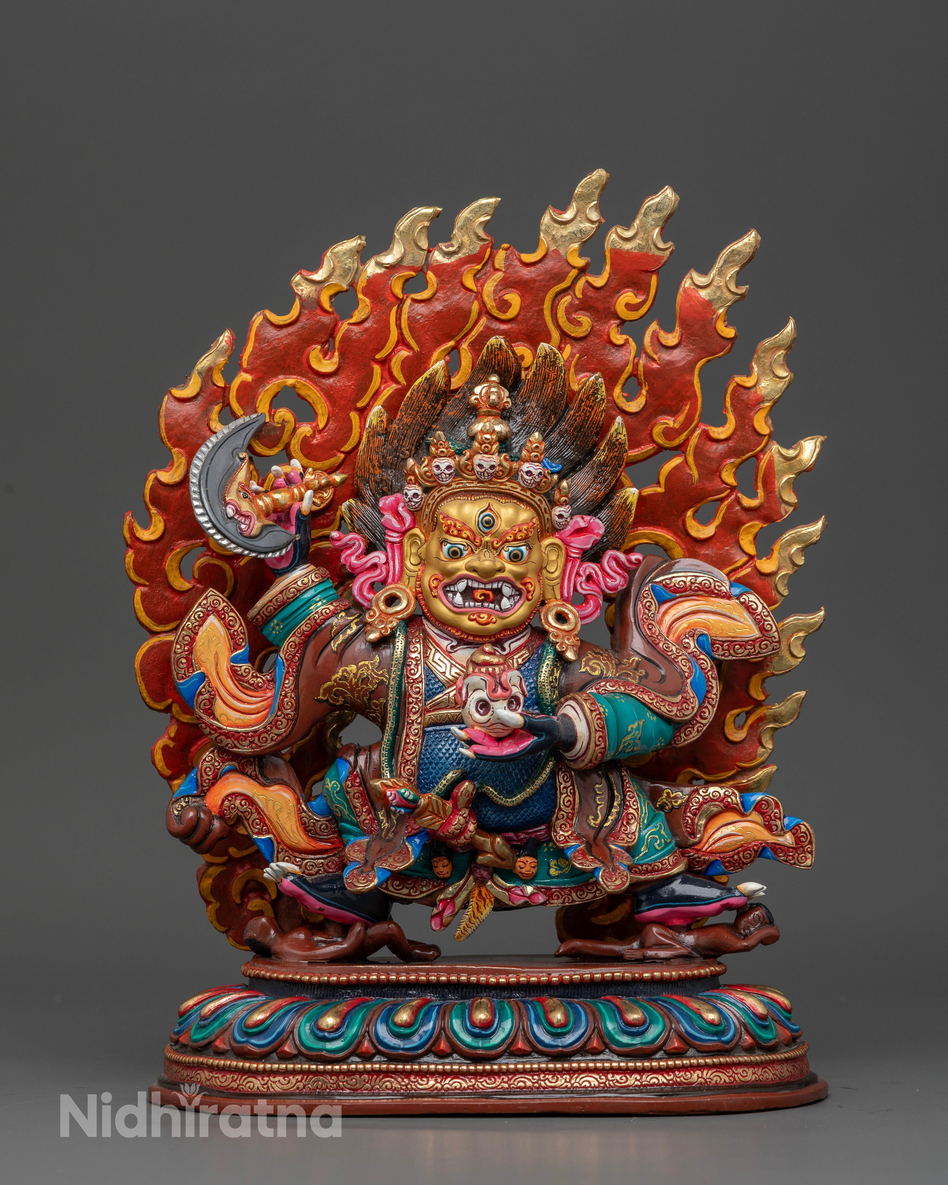 Mahakala Bernagchen statue handcrafted by Newari artisans from Nepal.