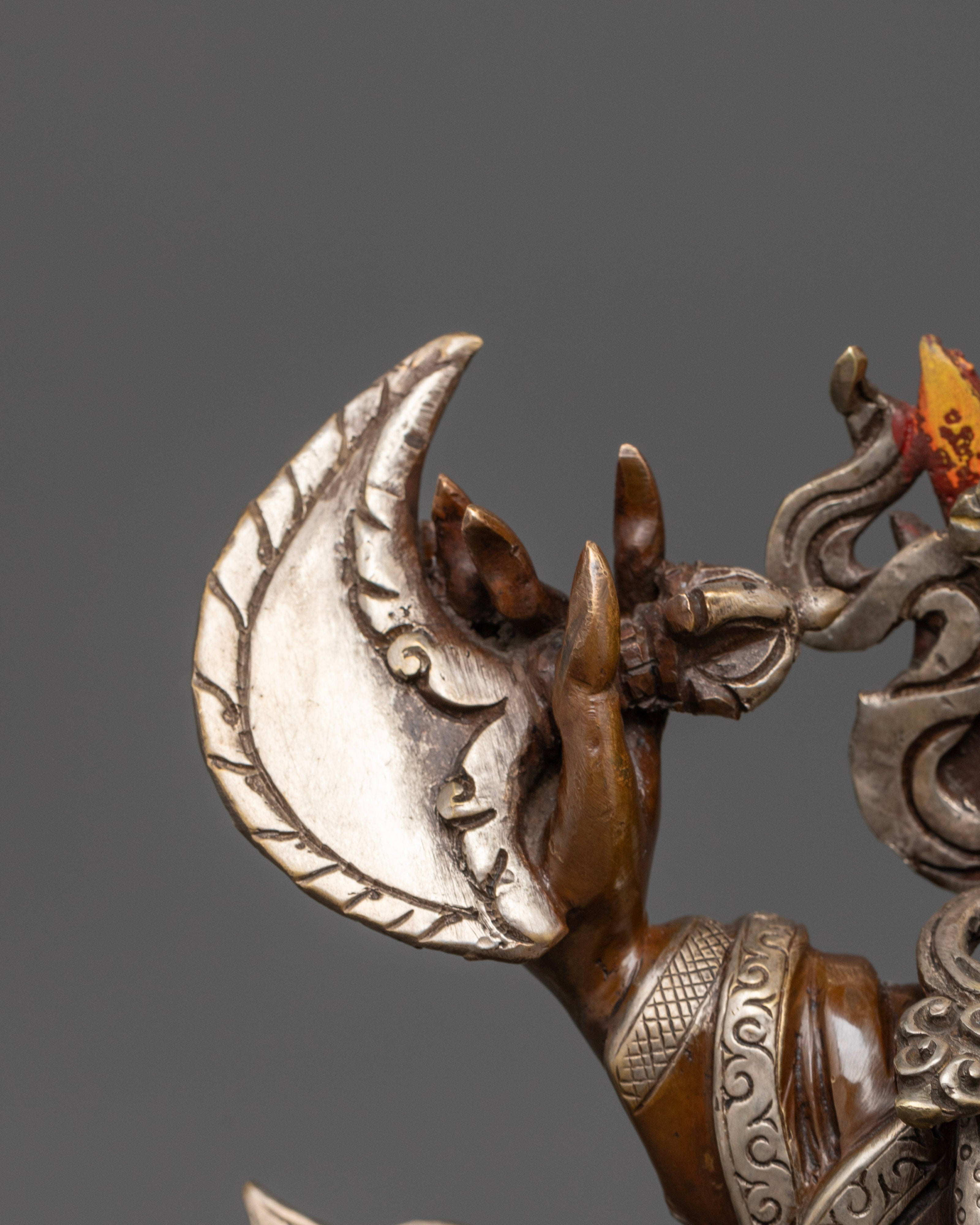 curved knife with vajra handle of mahakala bernagchen statue
