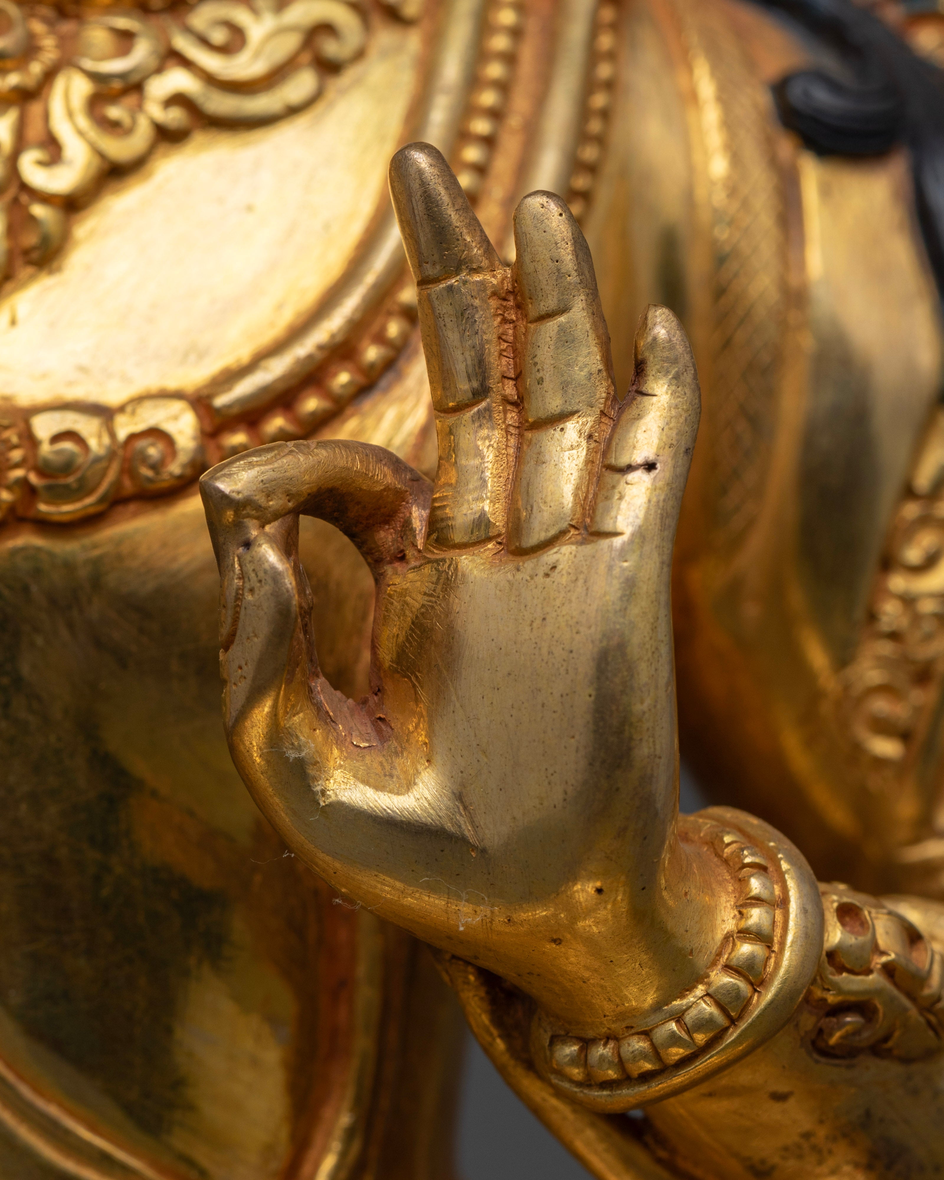 manjushree statue carrying lotus leaf in his left hand | Manjushree statue for clarity and insight | Manjushree statue for enlightenment